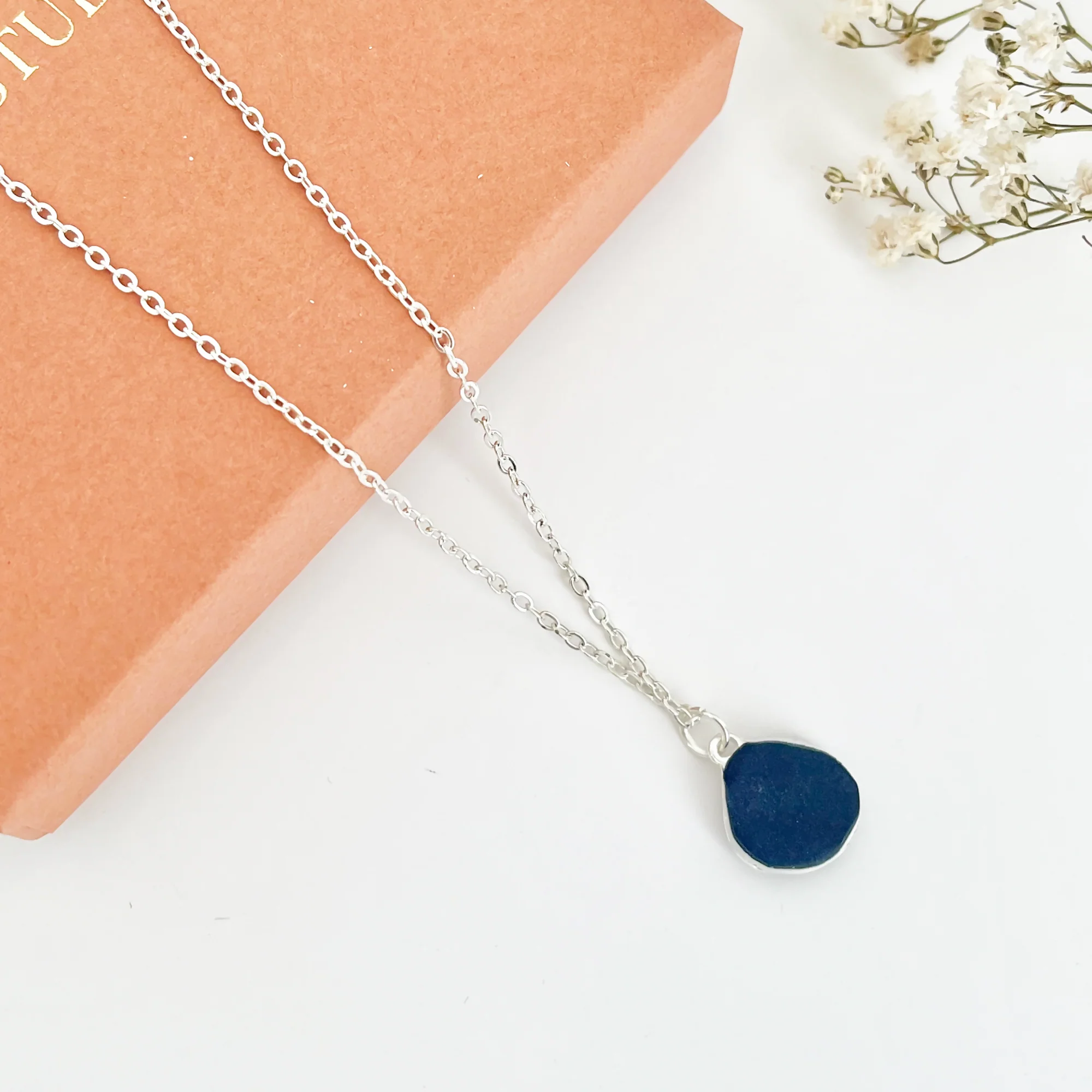 Blue China Necklace No. 1 - Handmade Polymer Clay Necklace - Image 8