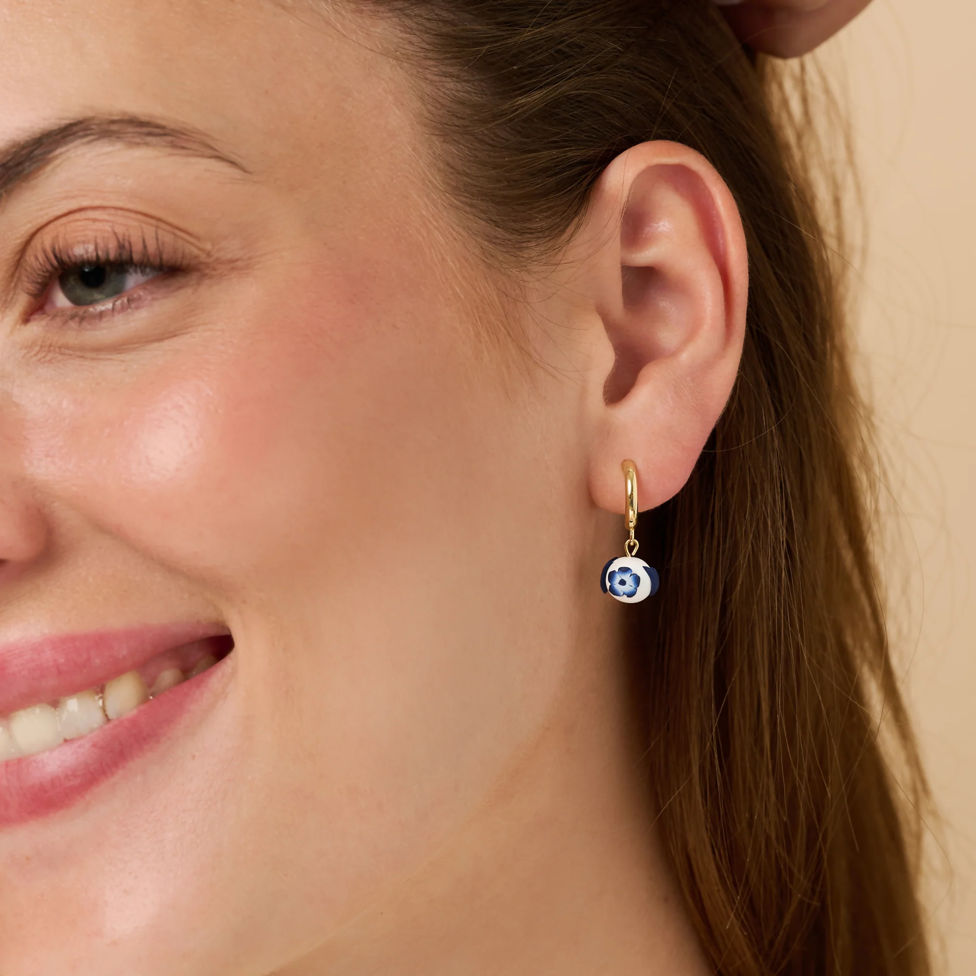 Blue China No. 9 - Handmade Polymer Clay Earrings - Image 4