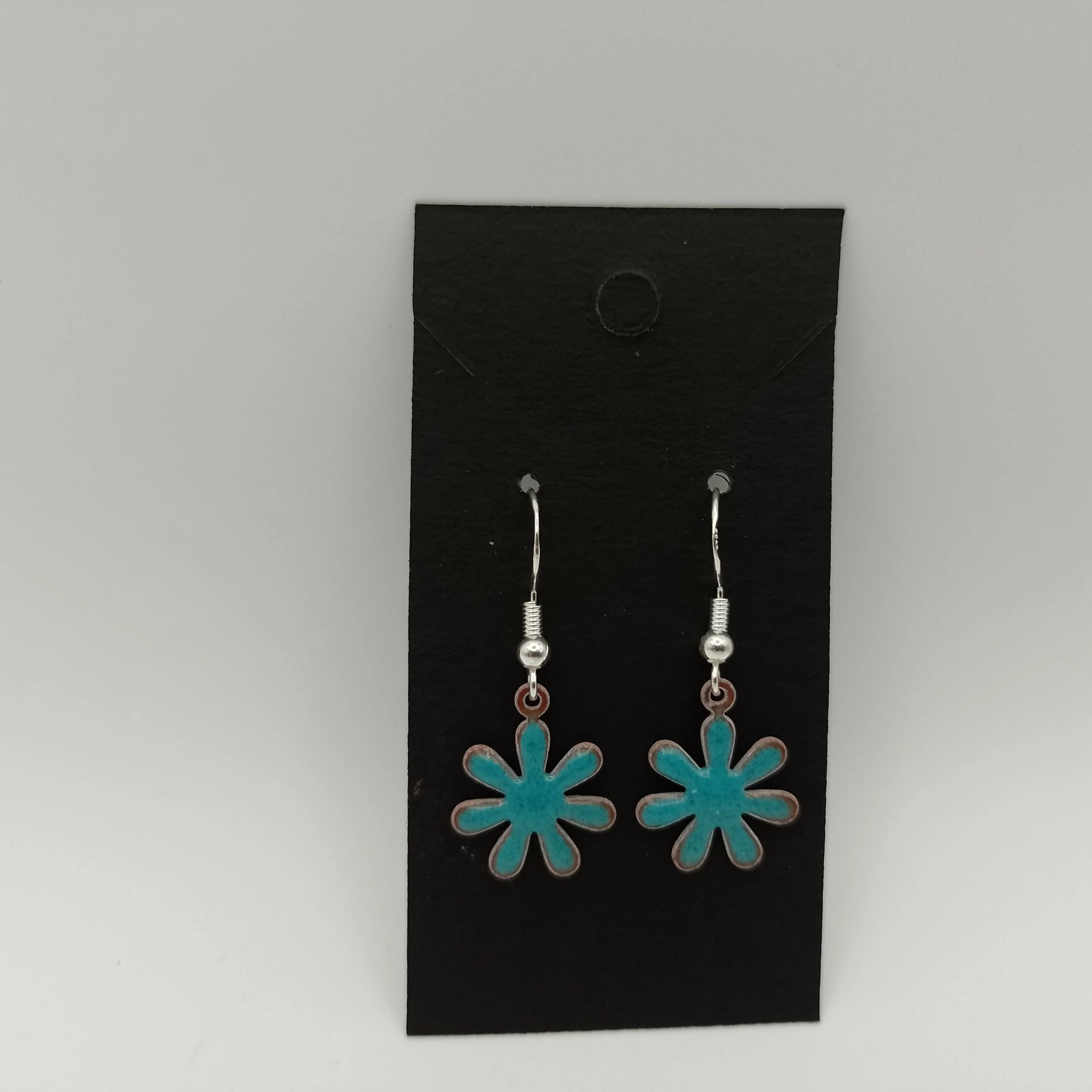 Blue Enamel Flower Earrings