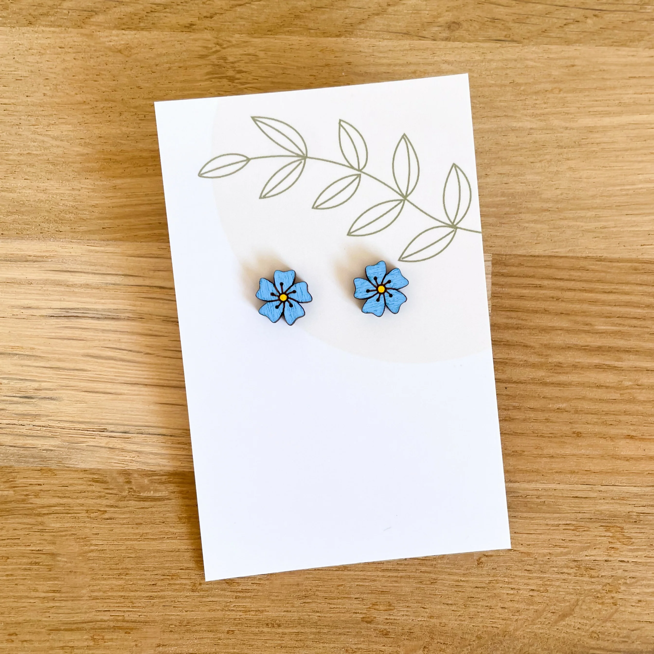 Blue Flower Stud Earrings - Image 2