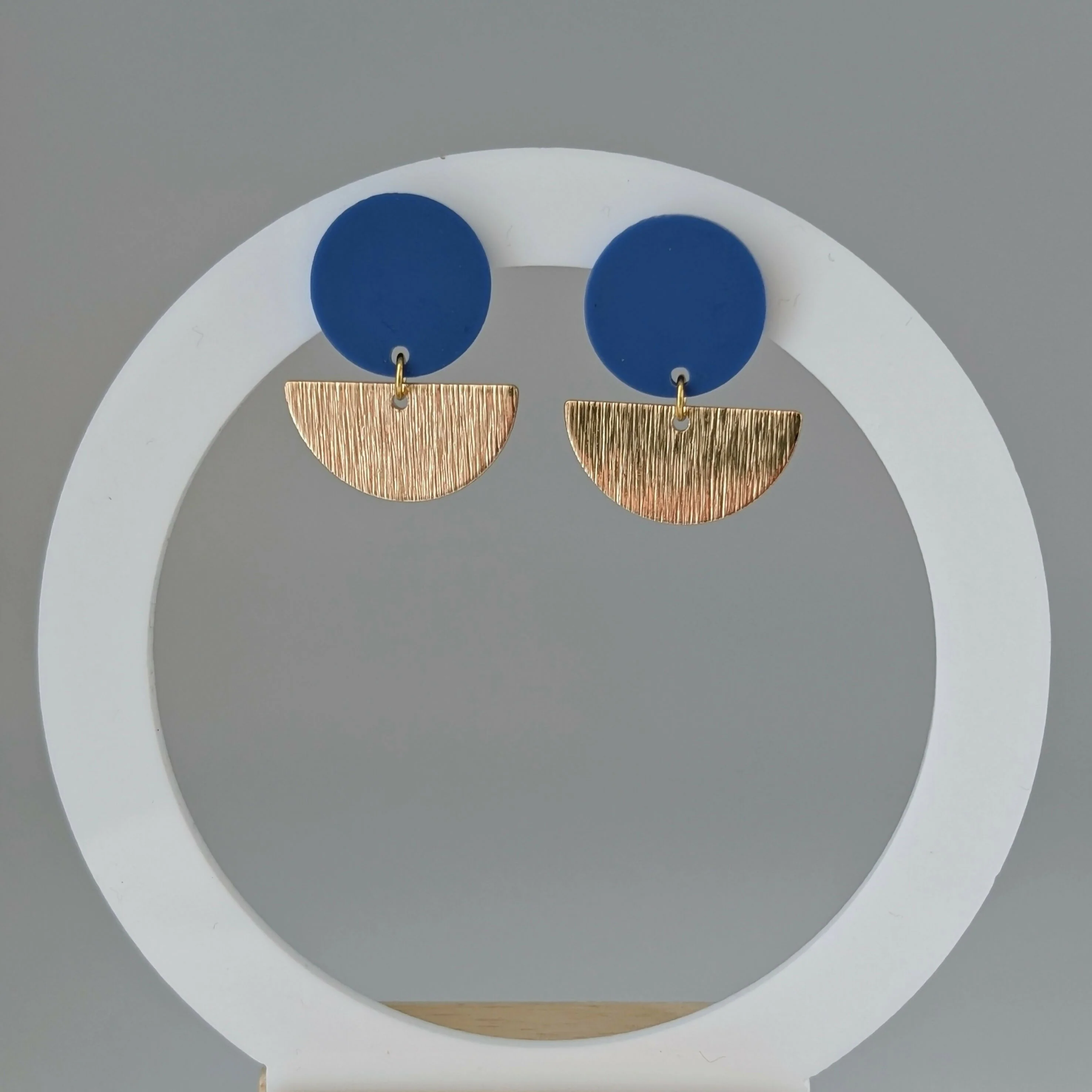 Blue Geometric Earrings in Gold or Silver - Image 2