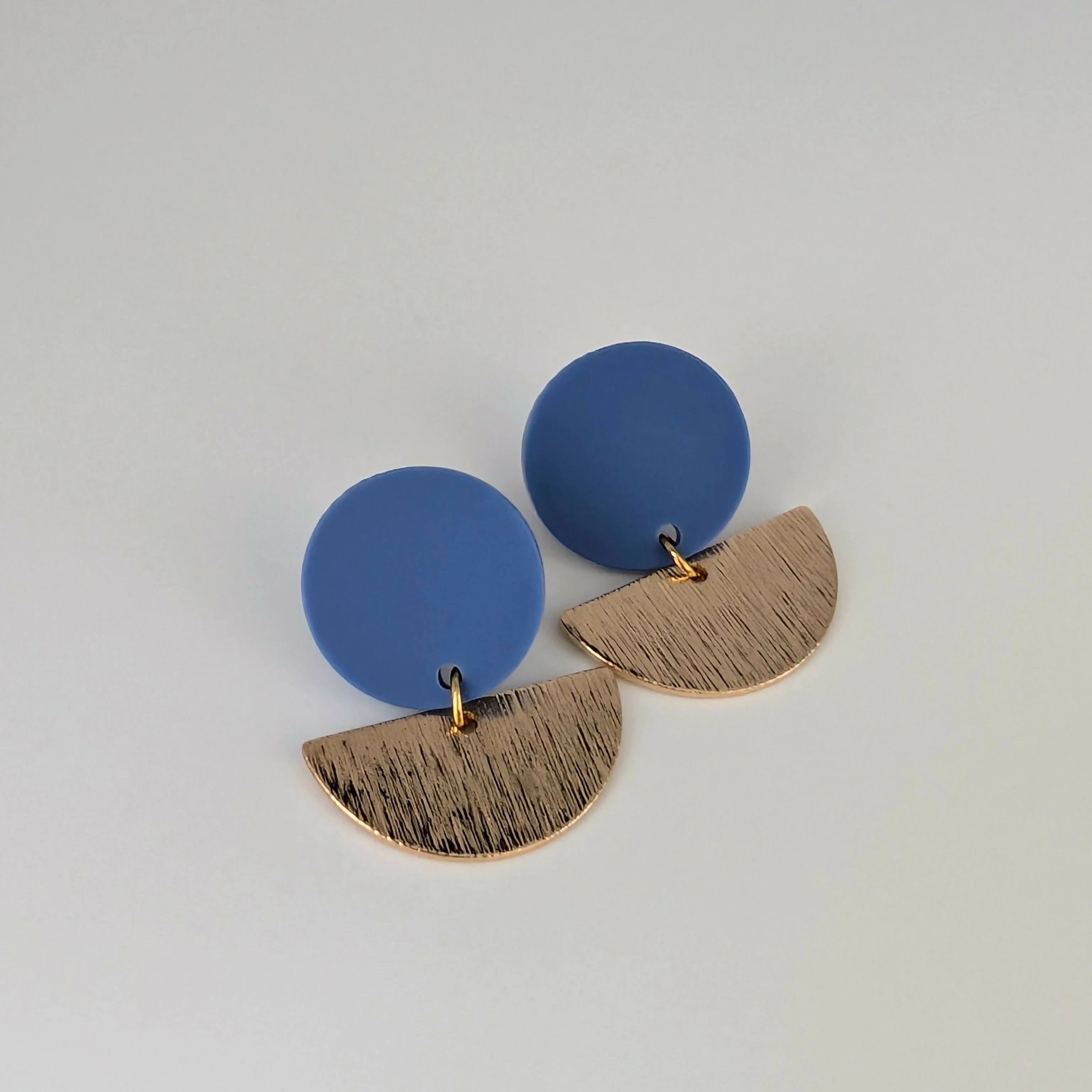 Blue Geometric Earrings in Gold or Silver - Image 3