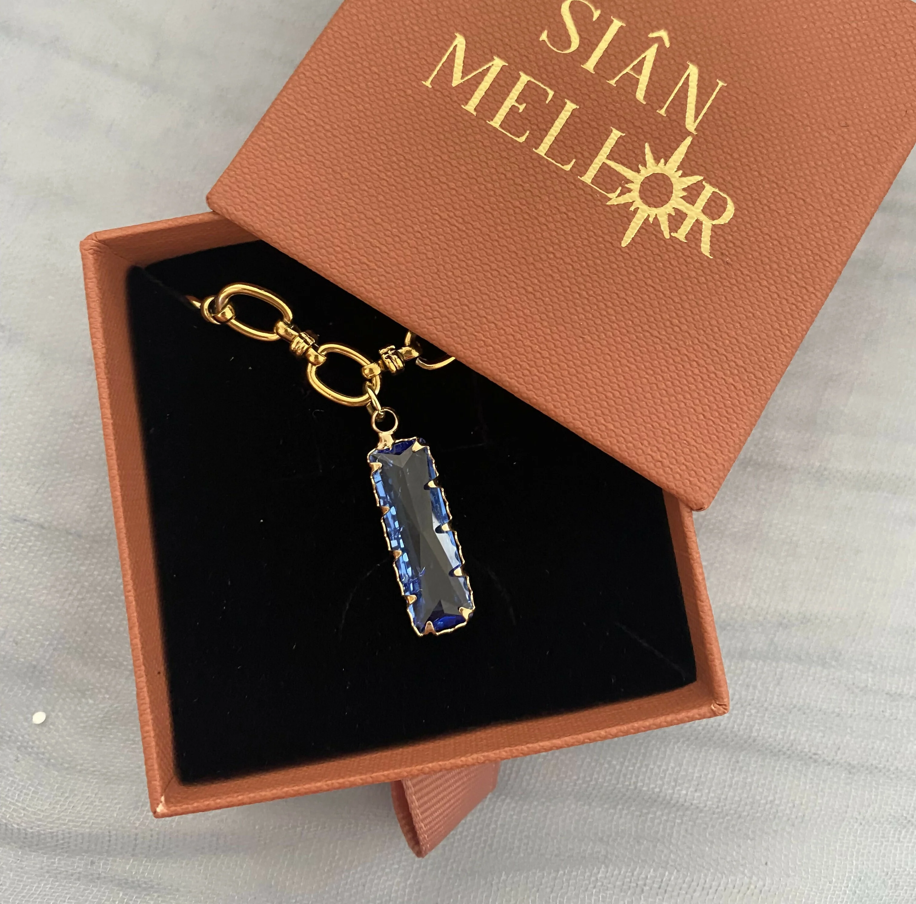 Blue Glass Pendant Necklace