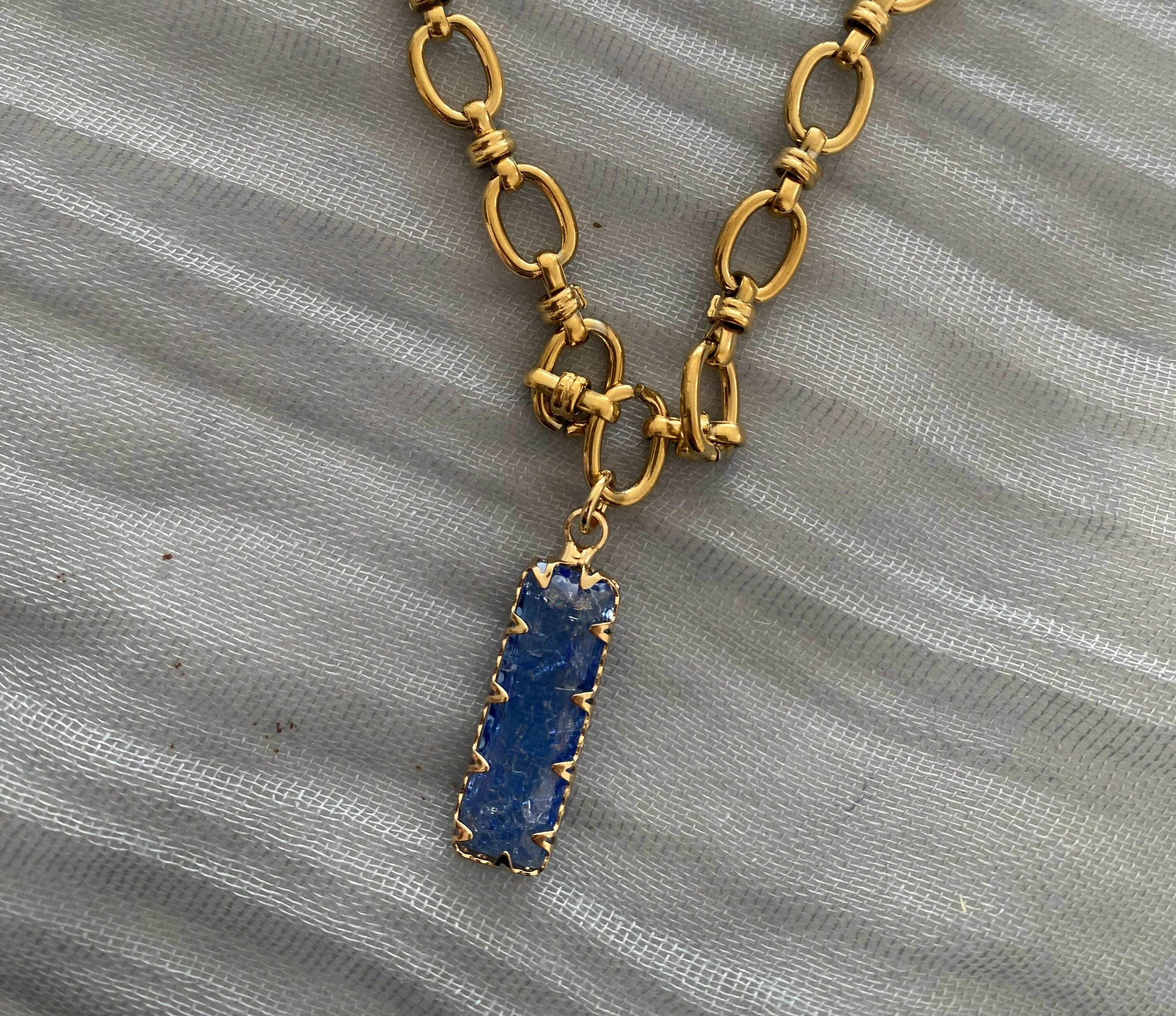 Blue Glass Pendant Necklace - Image 2