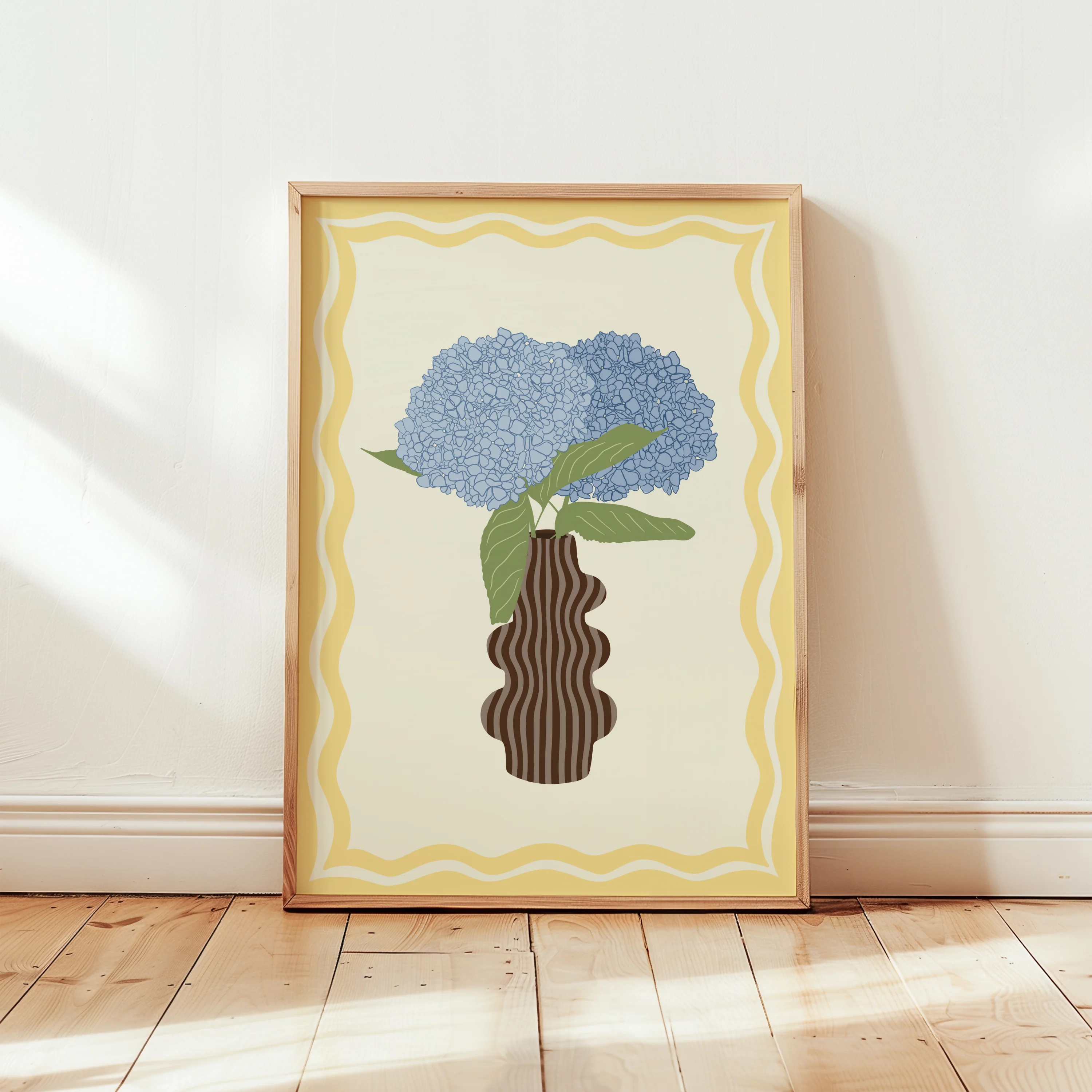 Blue Hydrangea Flower Vase Print