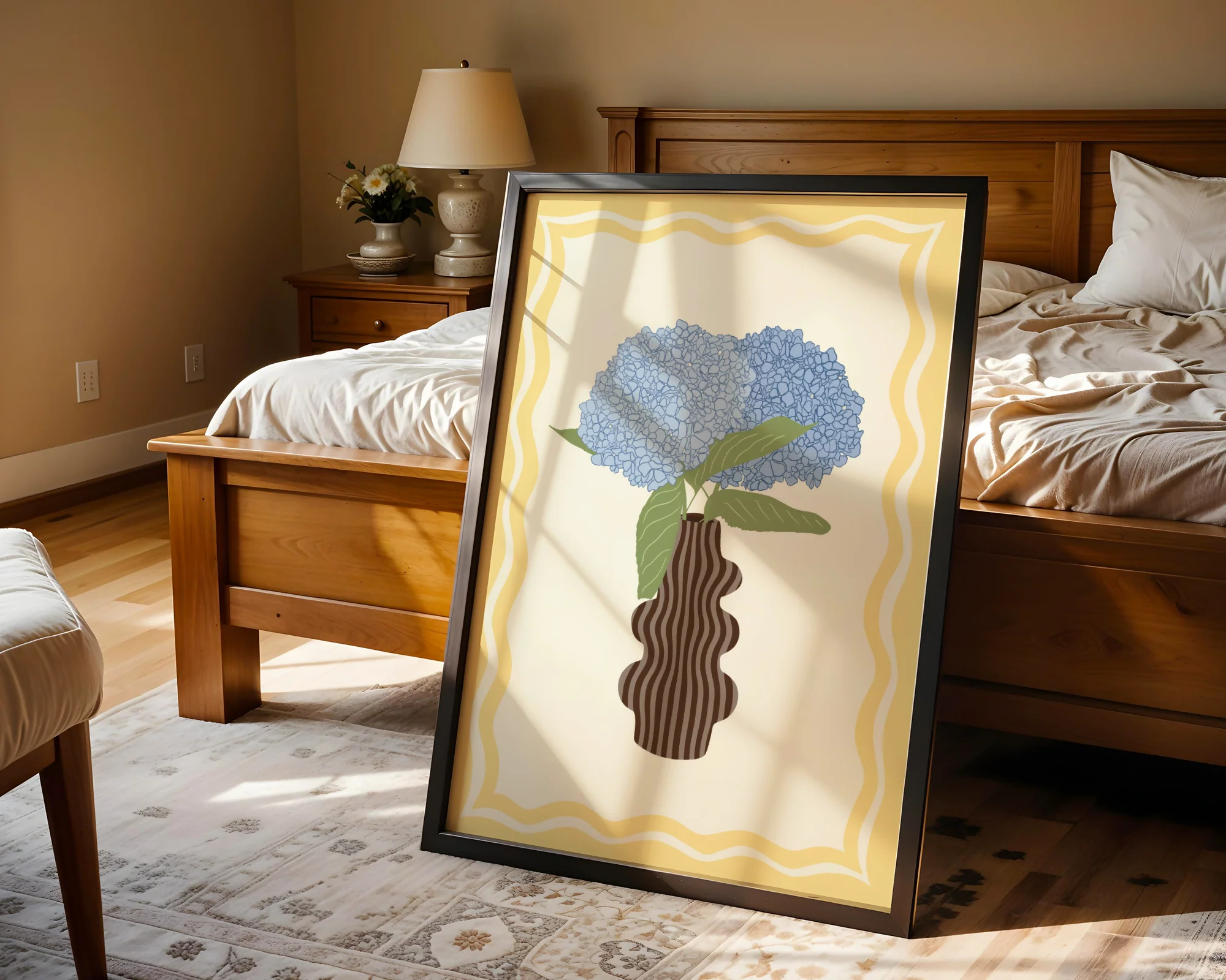 Blue Hydrangea Flower Vase Print - Image 2