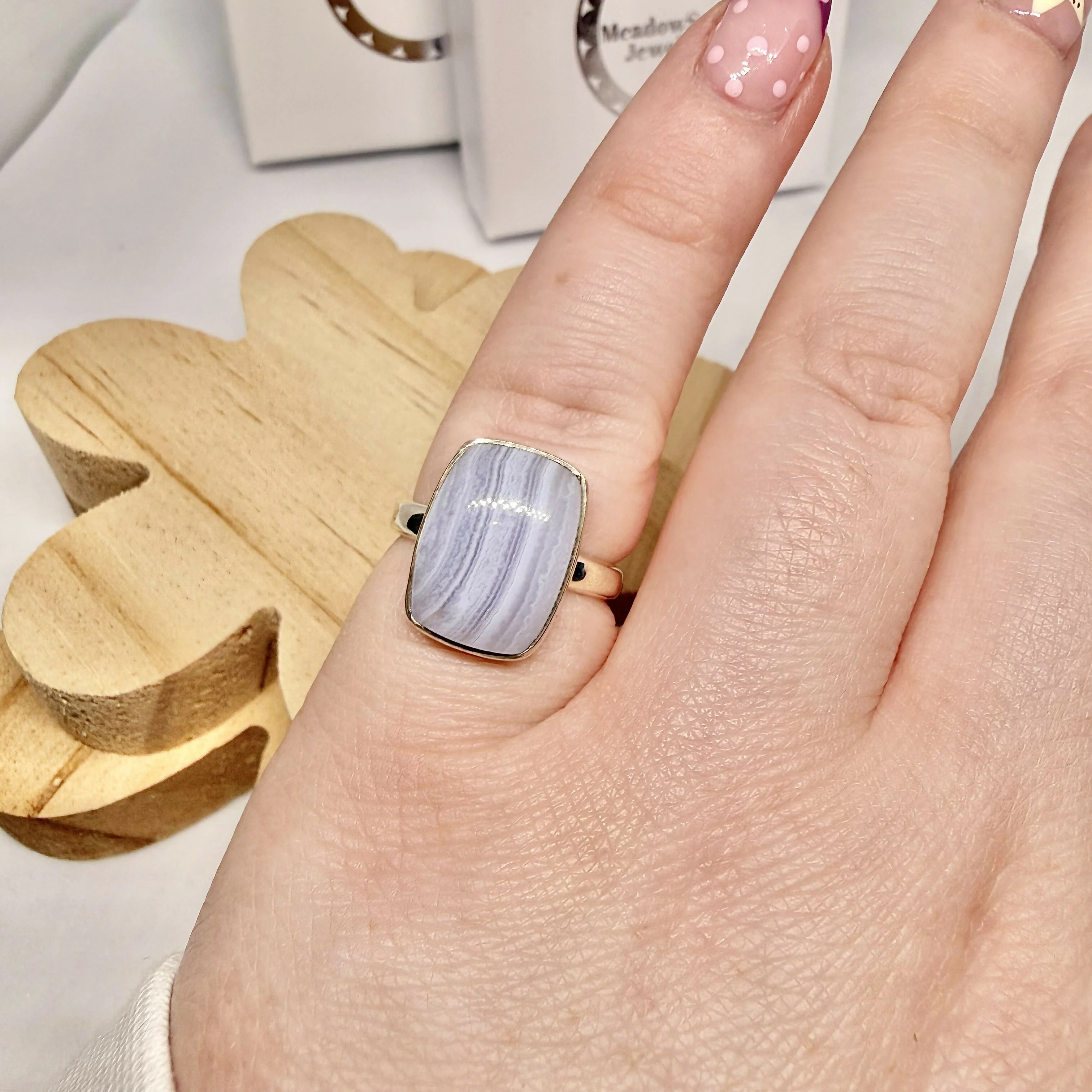 BLUE LACE AGATE RING SIZE L - Image 3