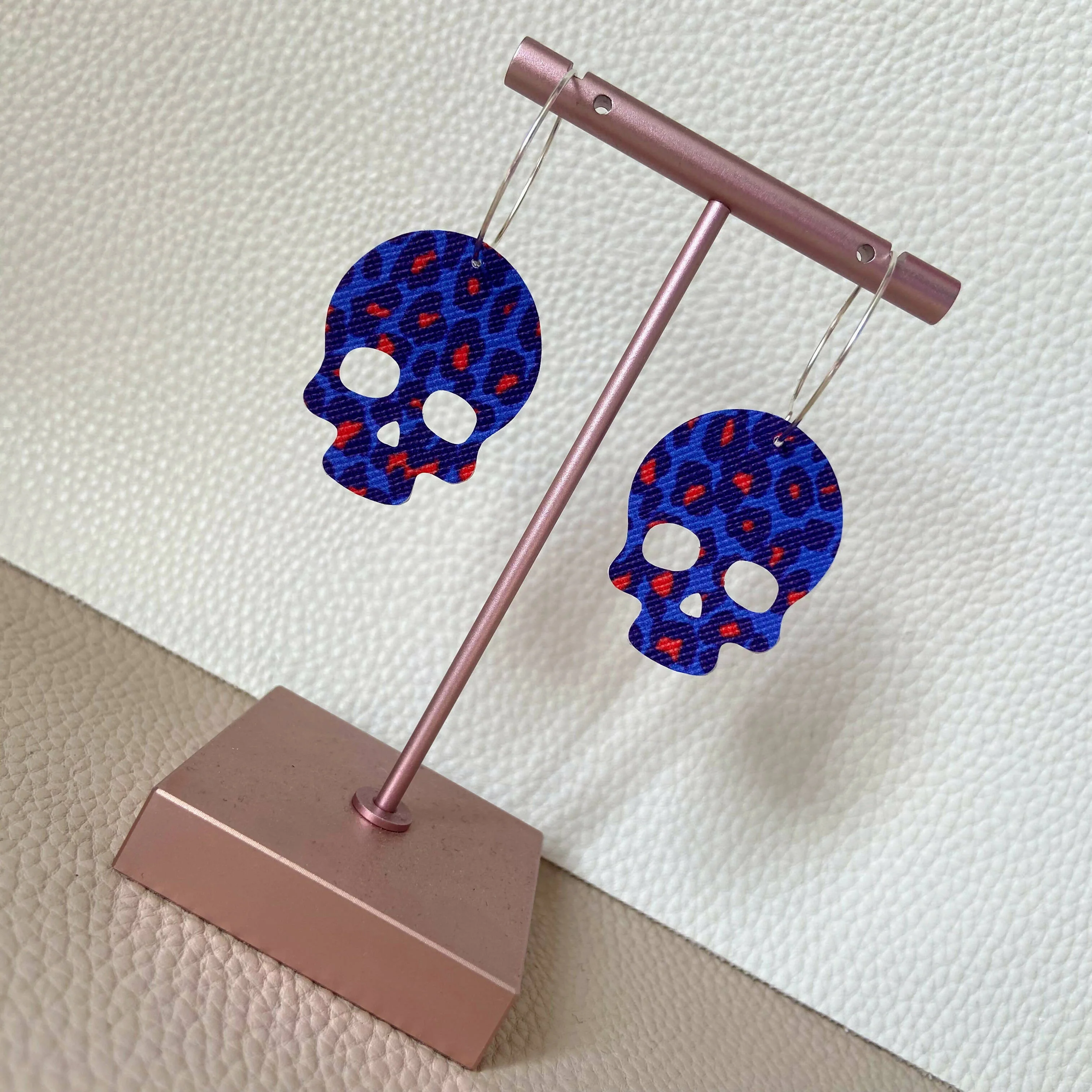 Blue Leopard Skull Hoops - Image 2