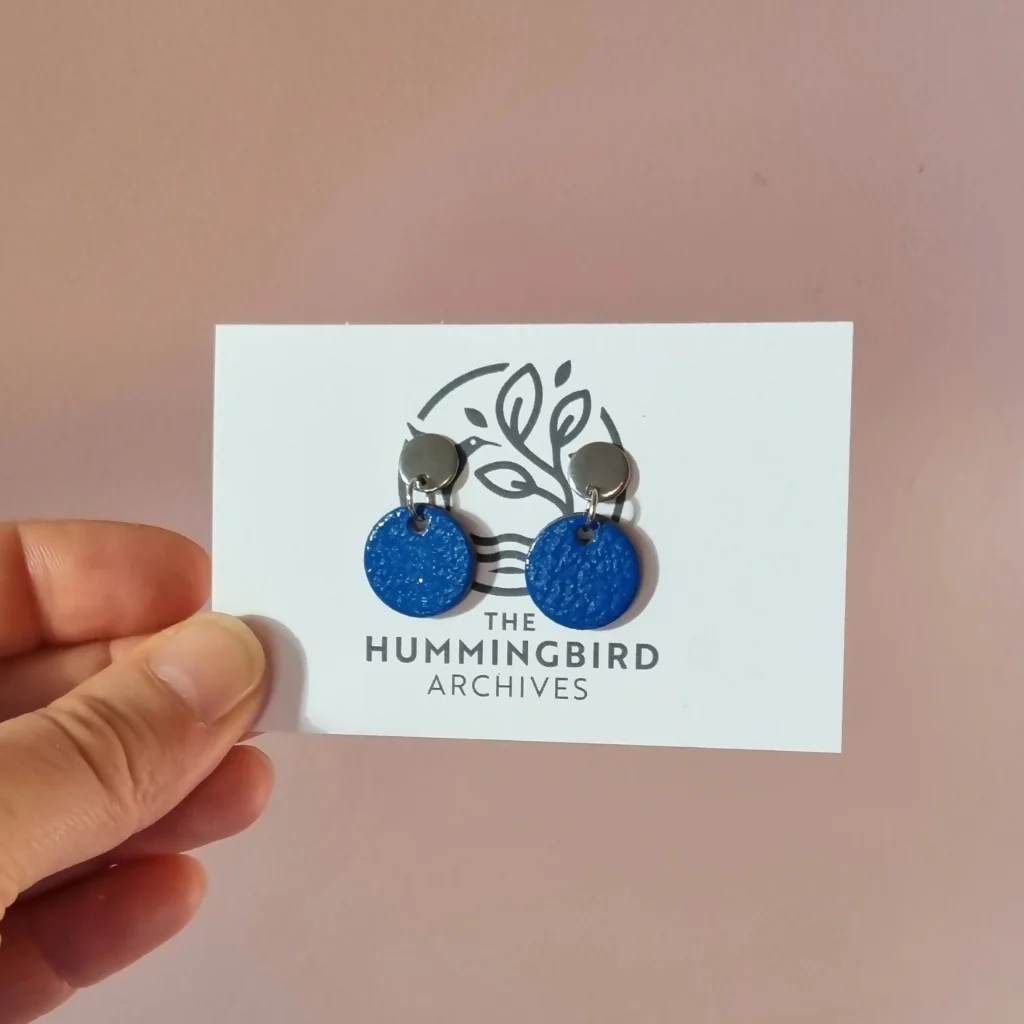 Blue Mini Circle Earrings