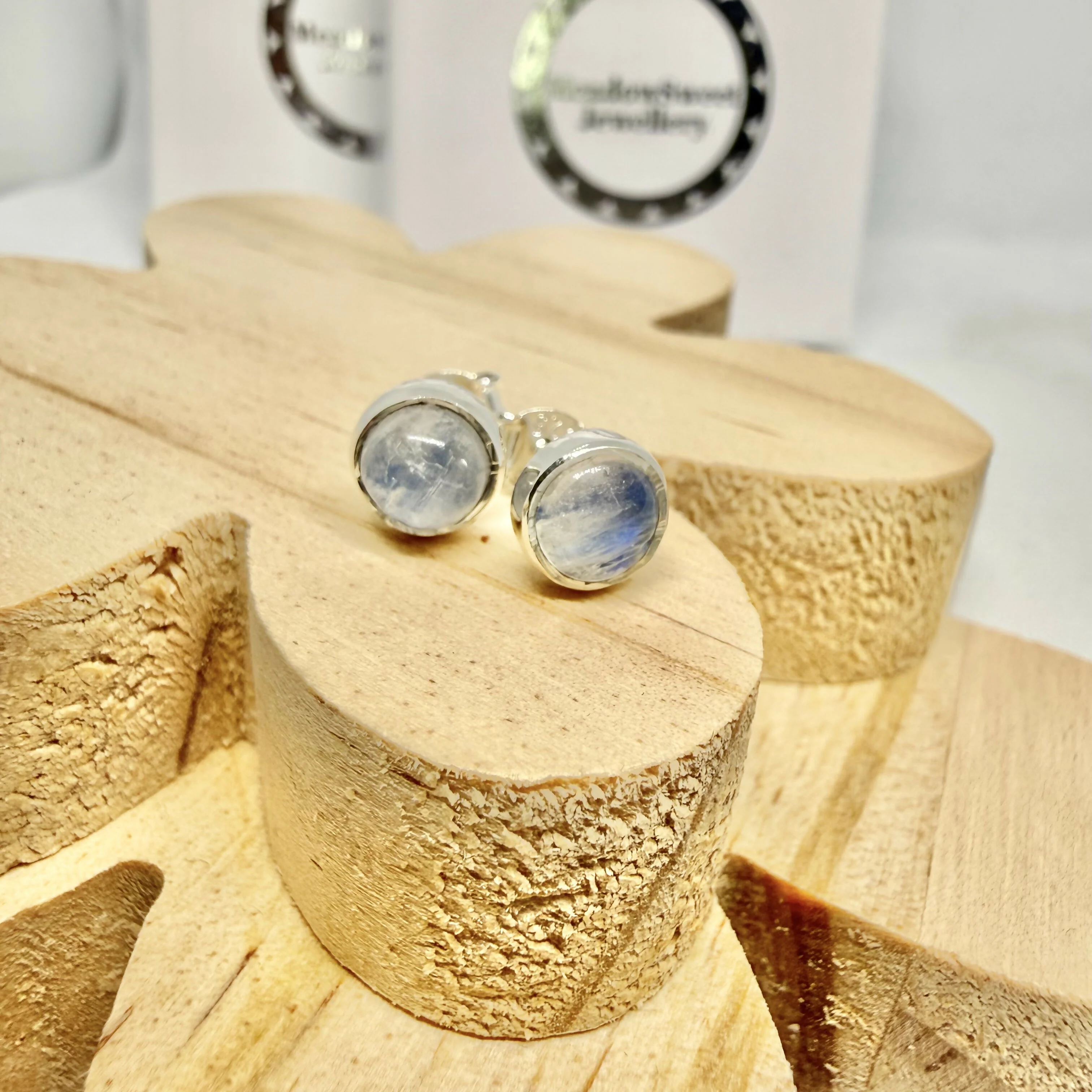 BLUE MOONSTONE STUD EARRINGS