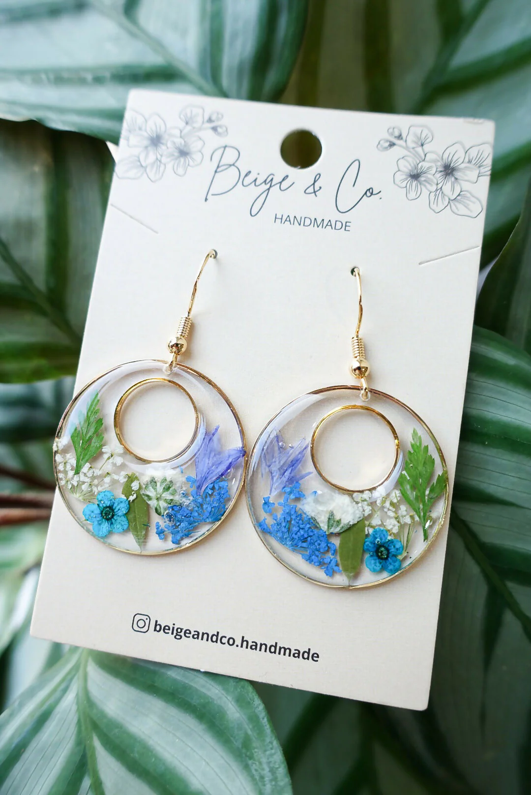 Blue Oasis Garden Pressed Flower Earrings - Image 2