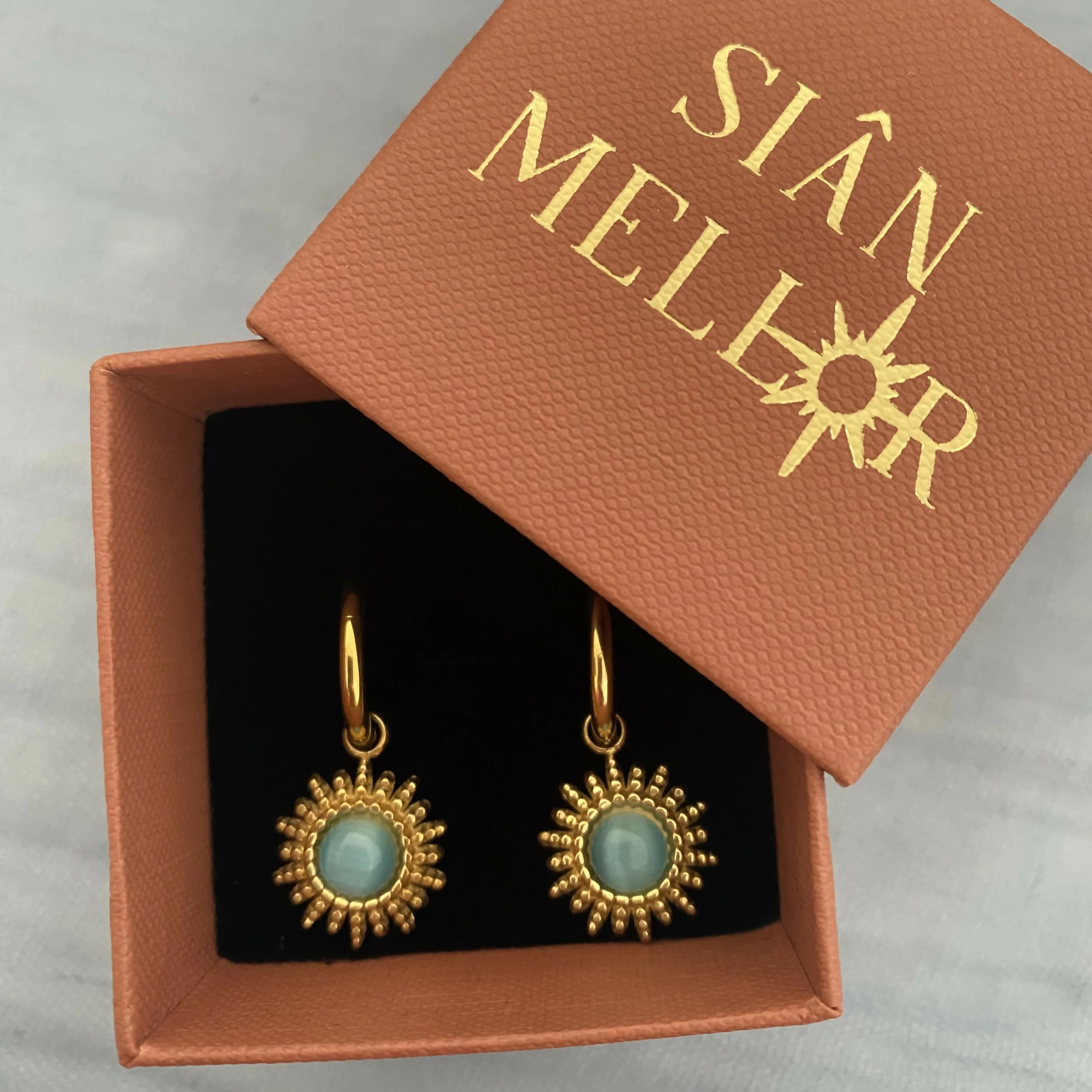 Blue Sun Hoop Earrings - Image 2