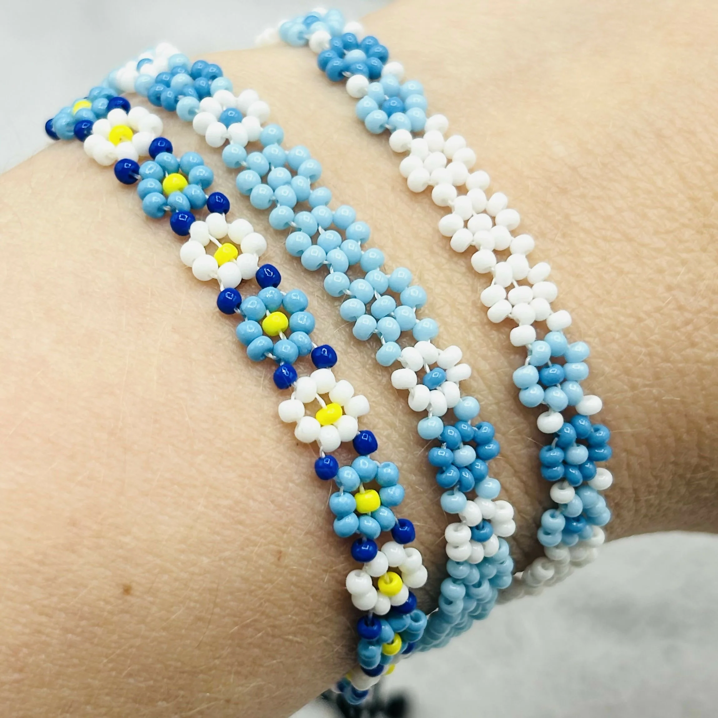 Blue & White Beaded Bracelets – Handmade Cool-Tone Designs