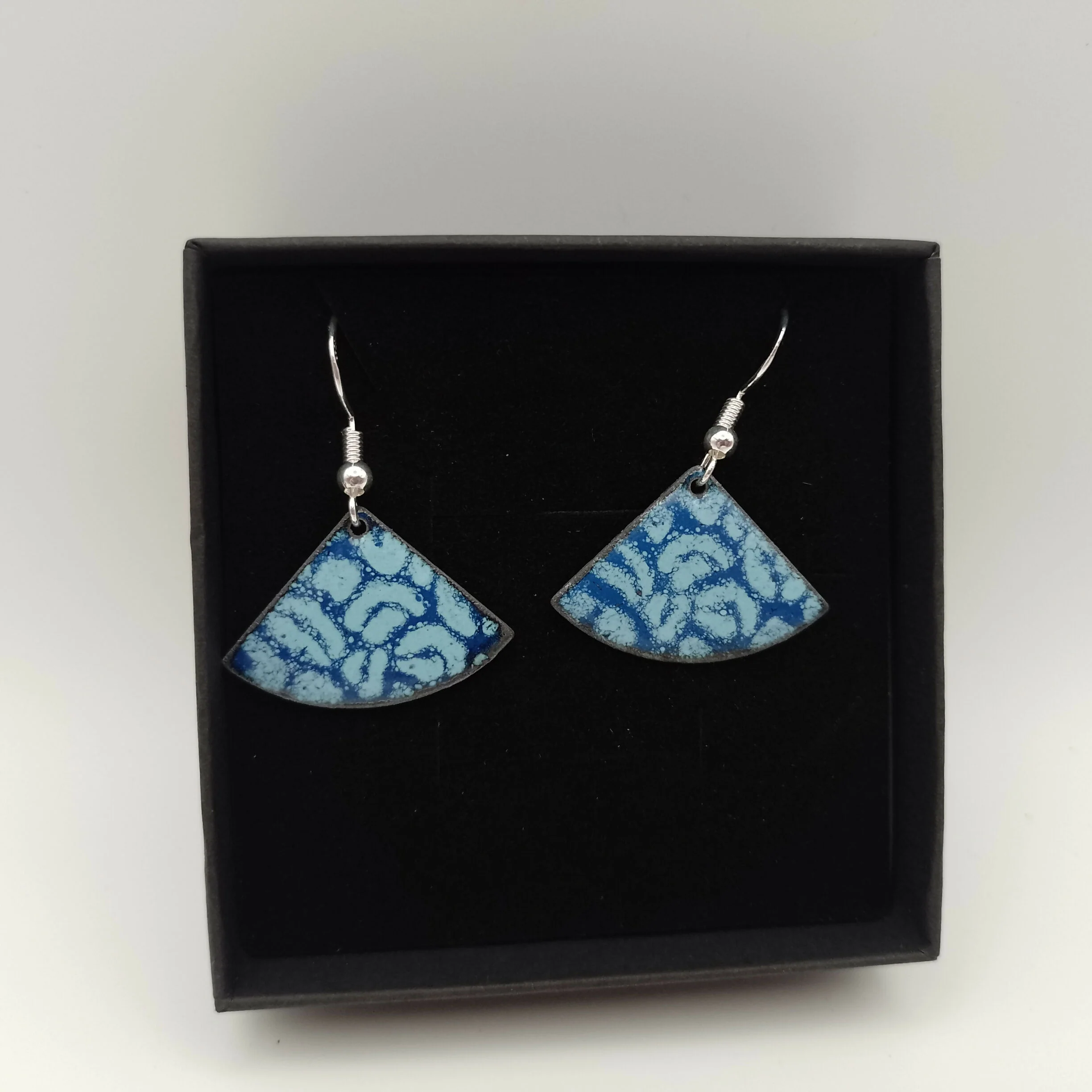 Blue with Light Blue Leopard Print Enamel Earrings