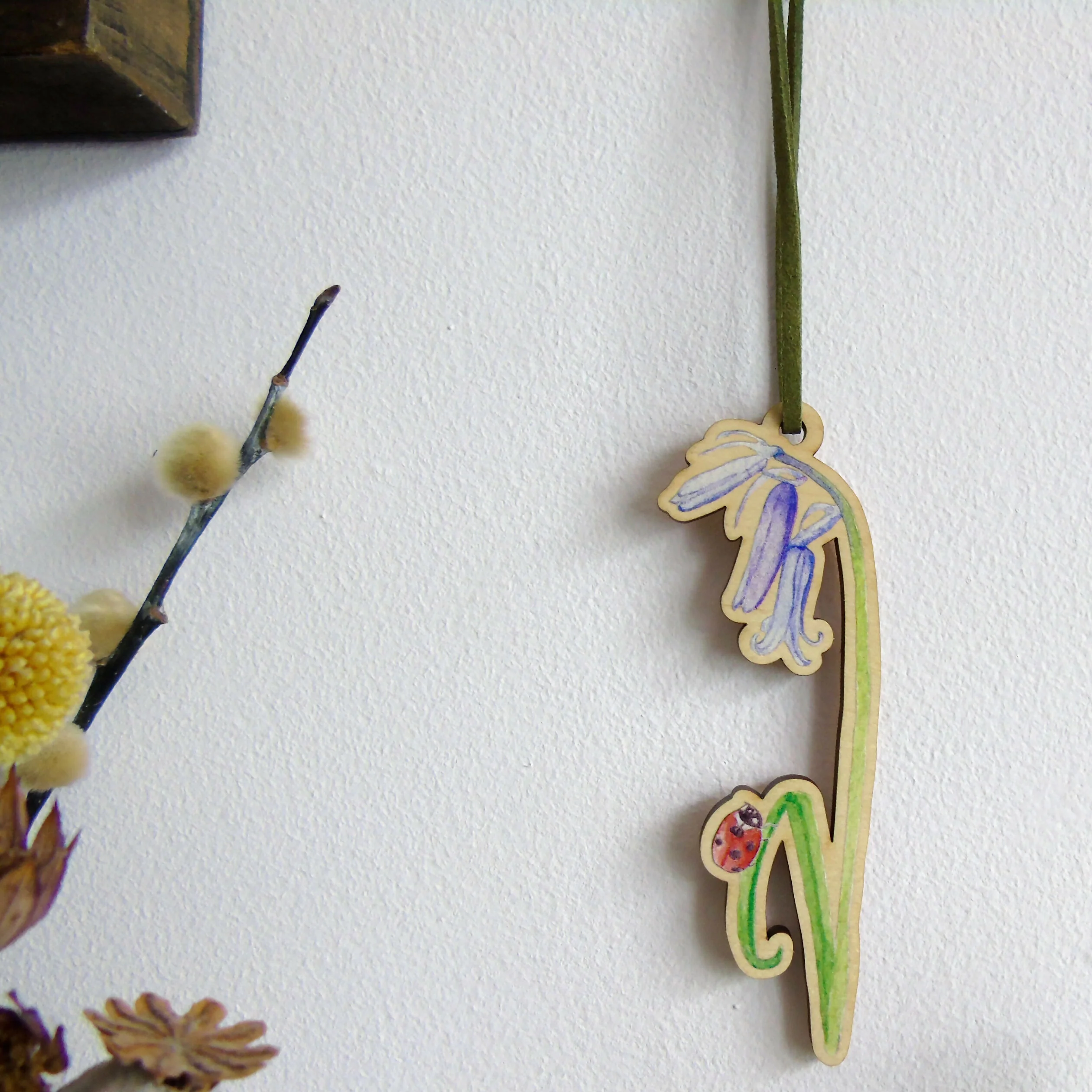 Bluebell and Ladybird Hanging Wooden Decoration - Image 4