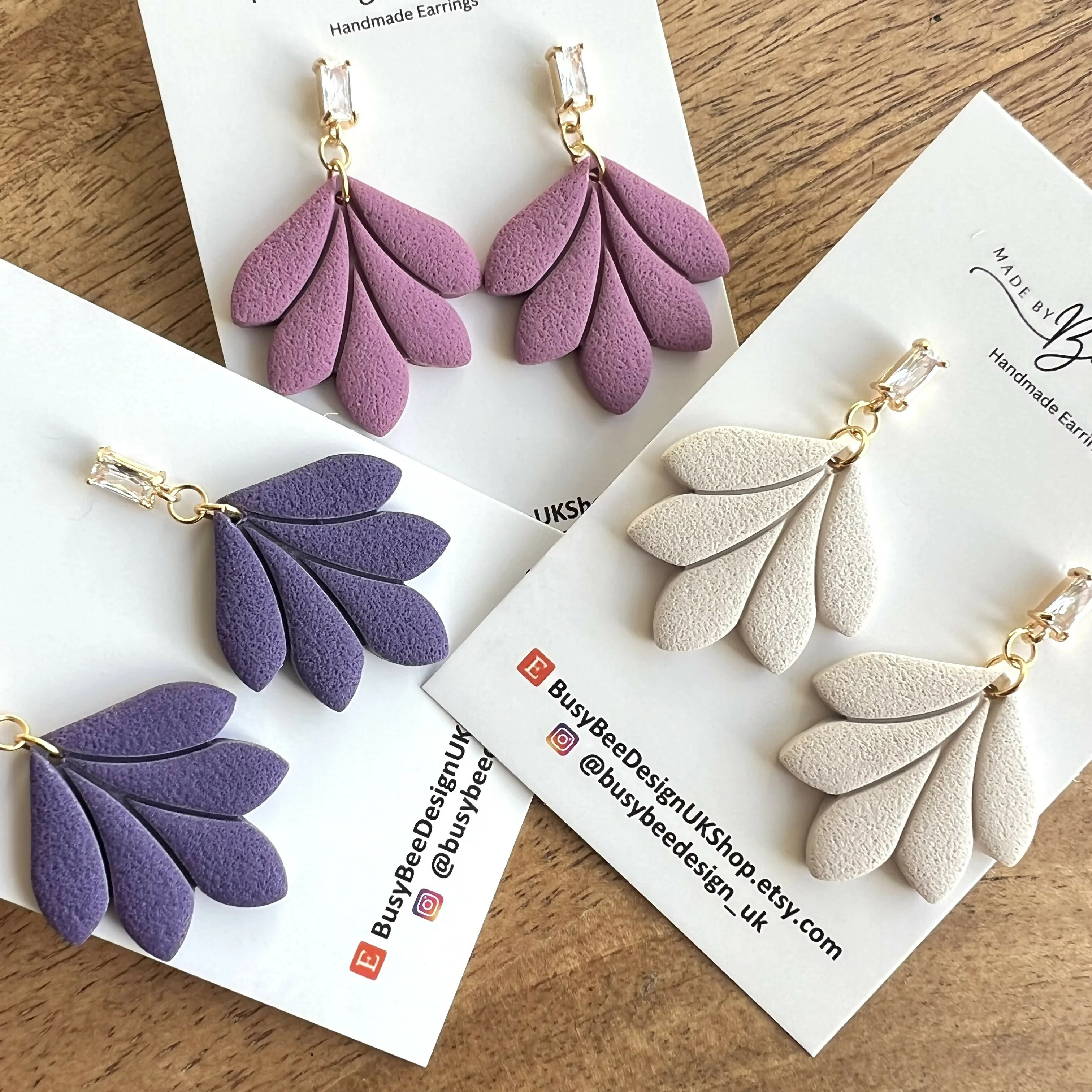 Boho Dark Blue Green Autumn Leaf Earrings /Statement Dangle Polymer Clay Earrings / Handmade Minimalist Jewellery - Image 5