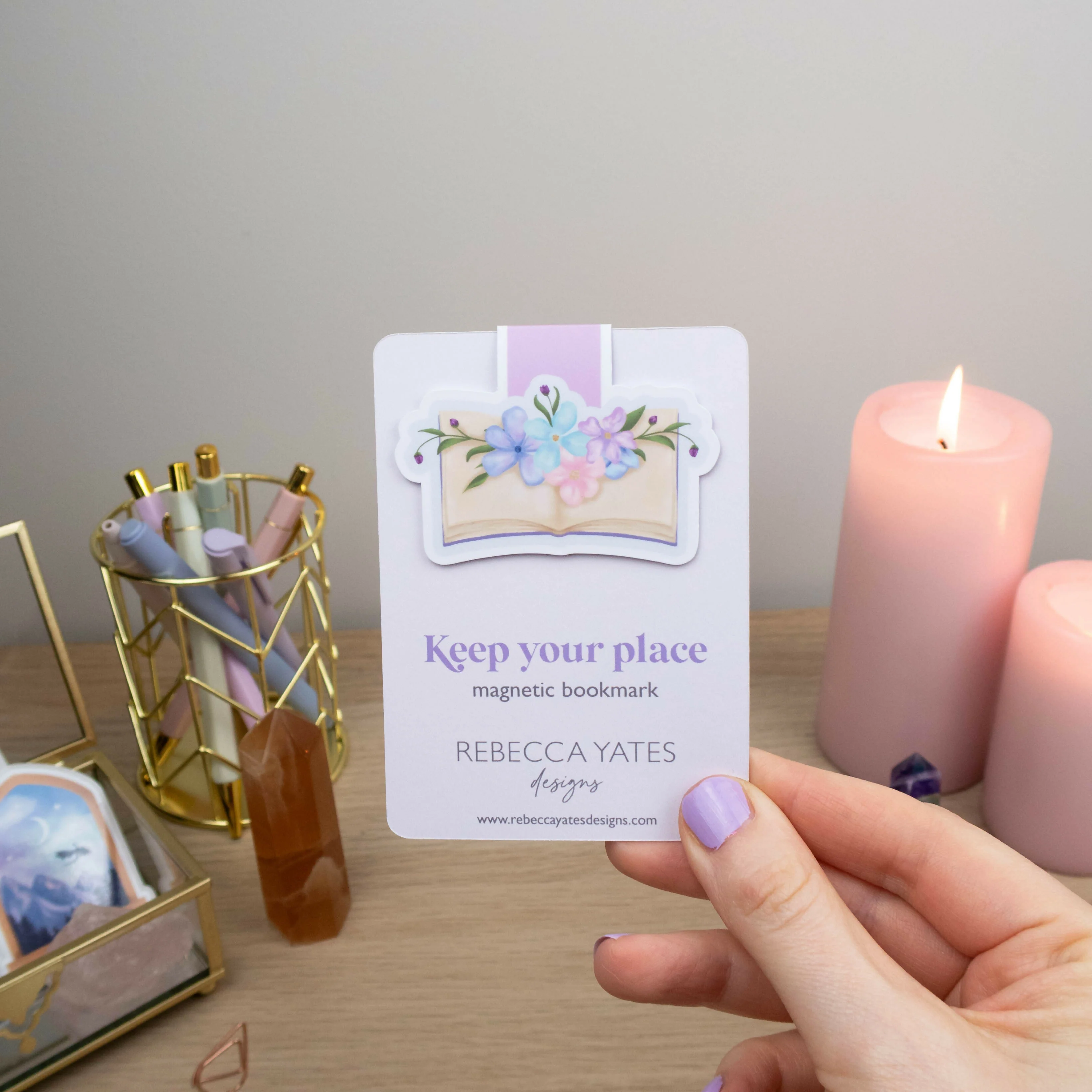 Book and Flowers - Magnetic Bookmark - Image 3