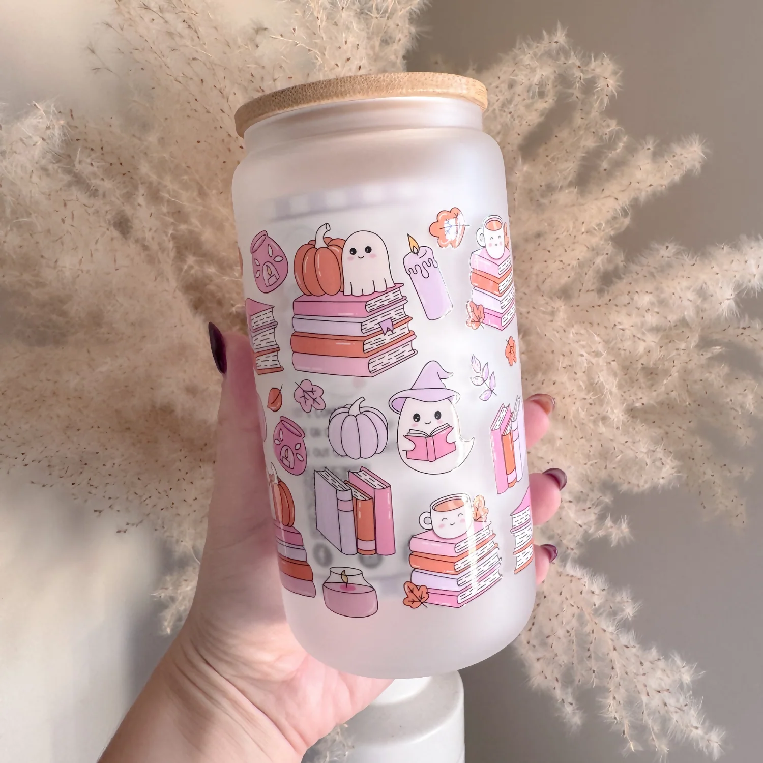 Bookish Ghosts Glass Can