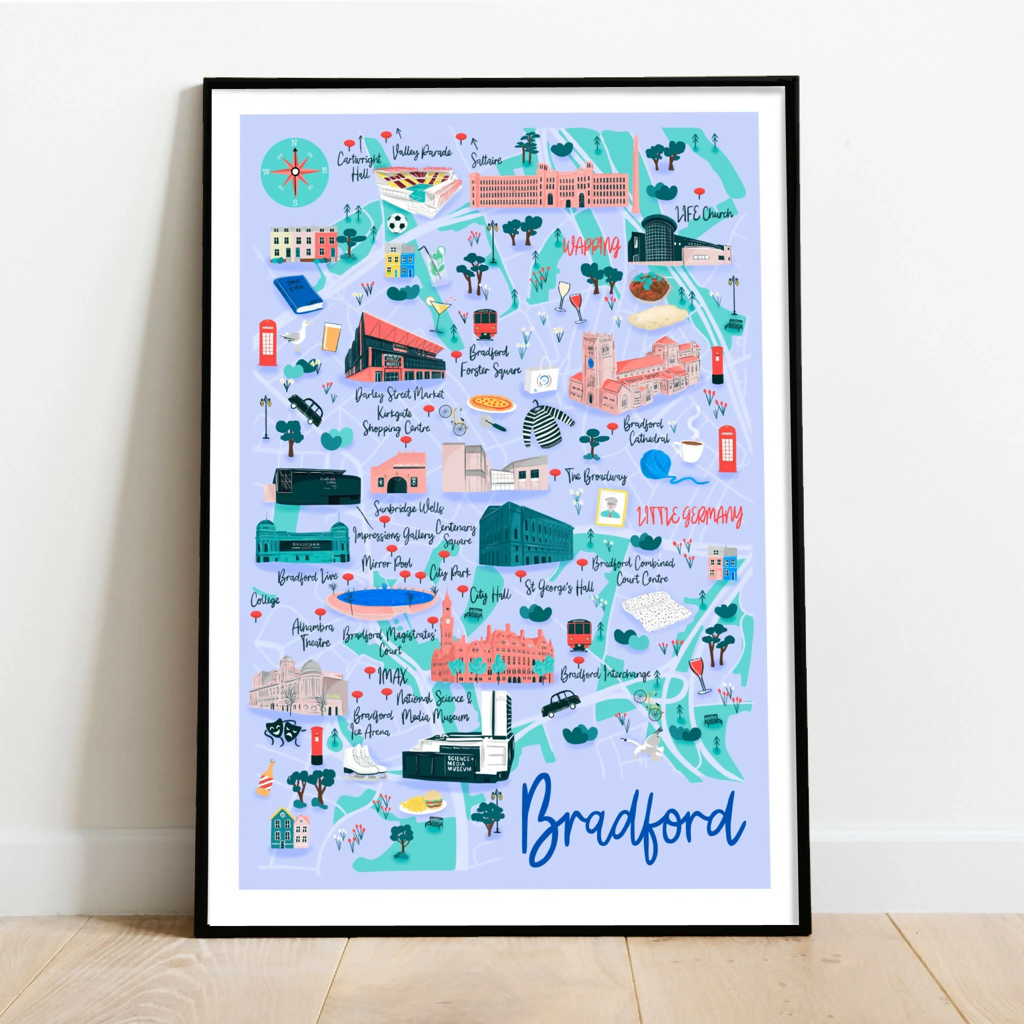 Bradford Map Art Print