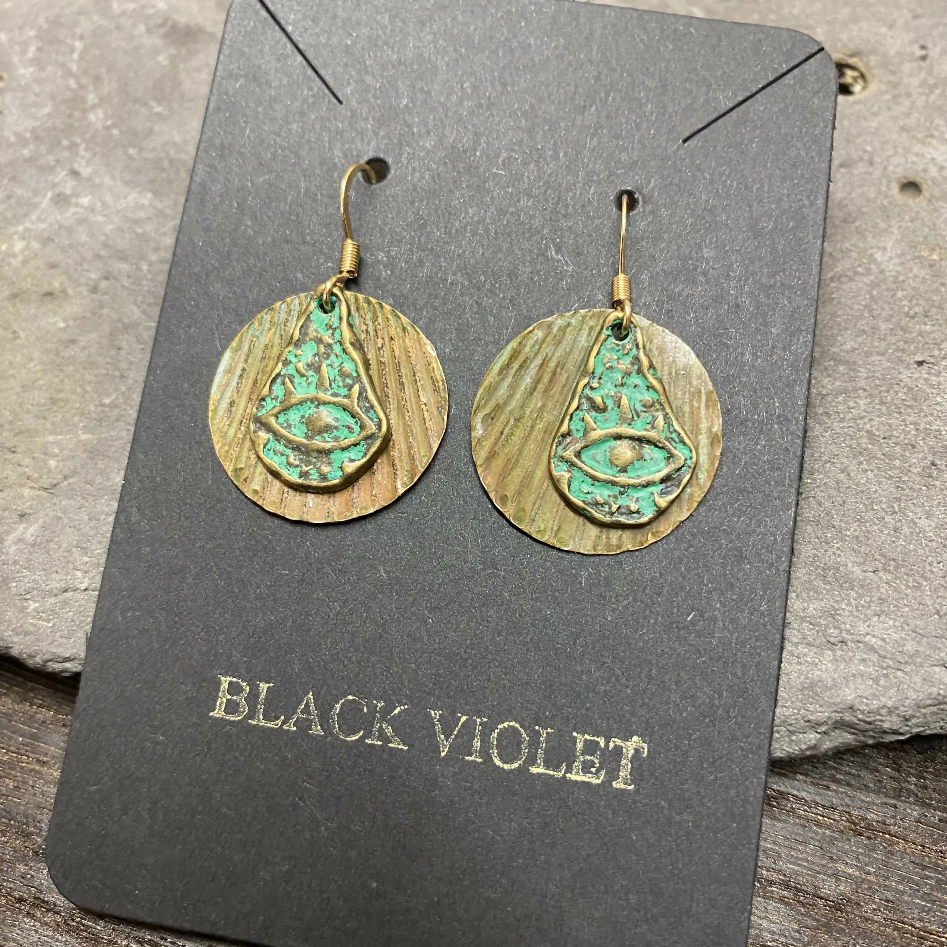 Brass Ancient Eye Earrings