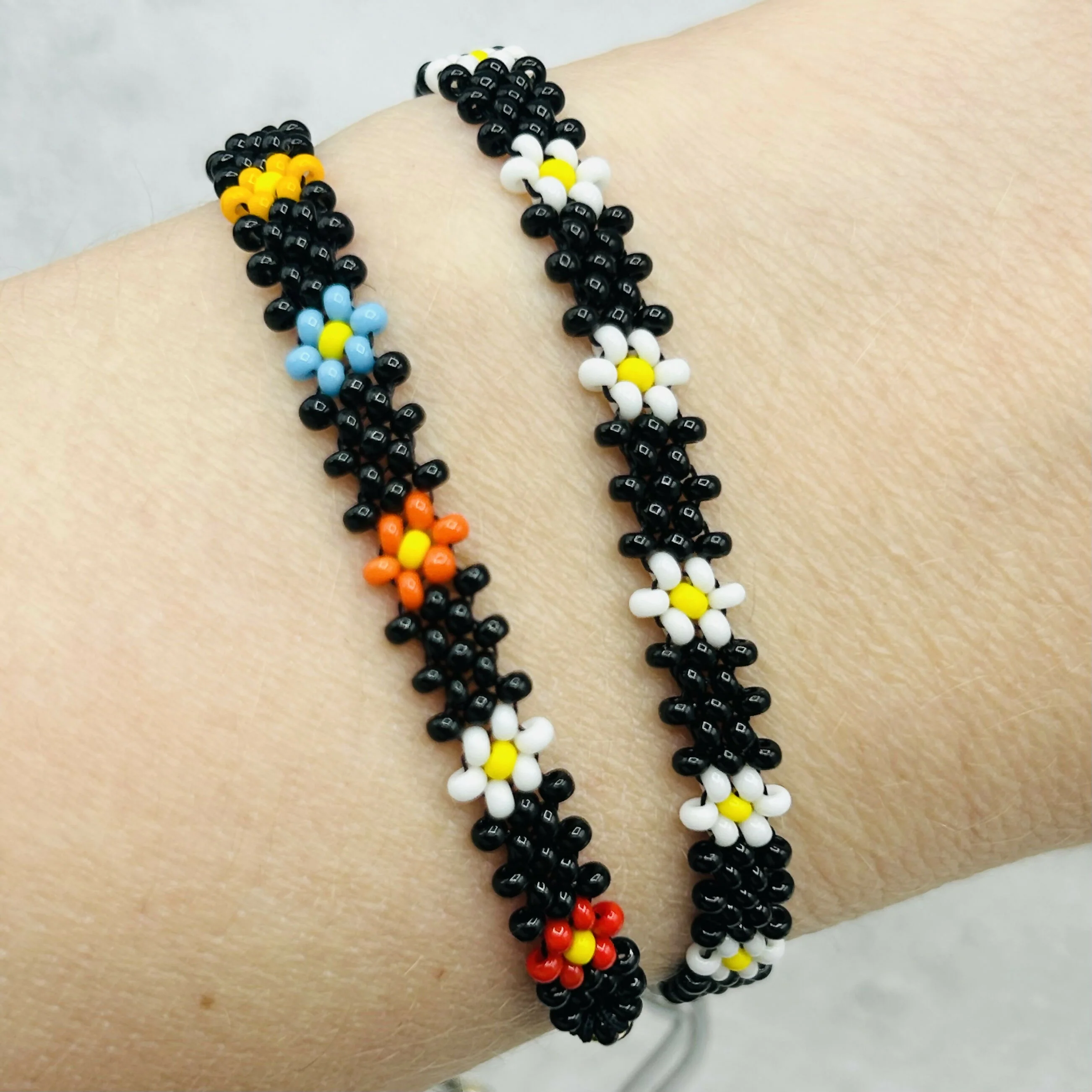 Bright Flower Beaded Bracelets – Handmade Unique Colours - Image 4