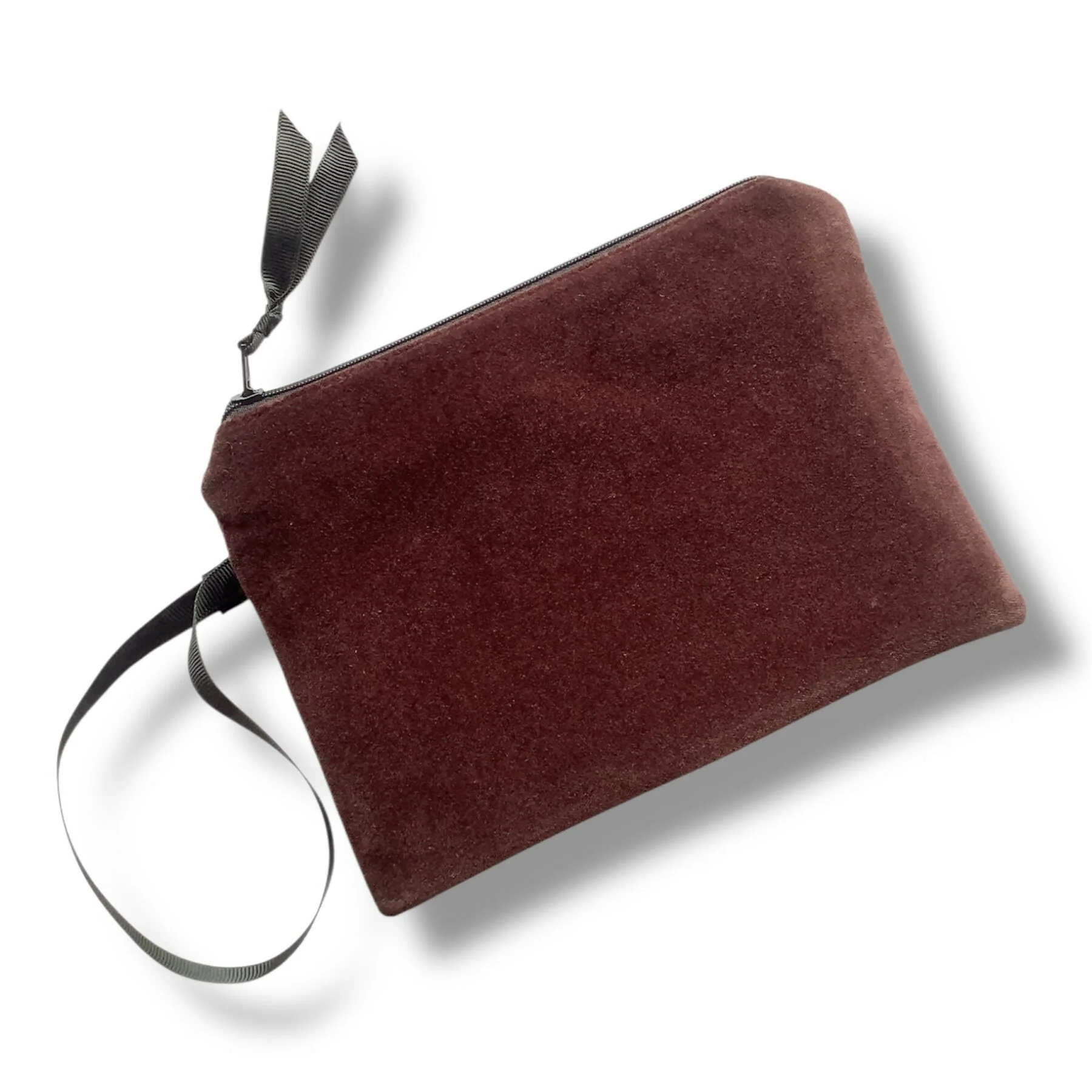 Brown Love Hearts Velvet Zip-Up Pouch - Image 2