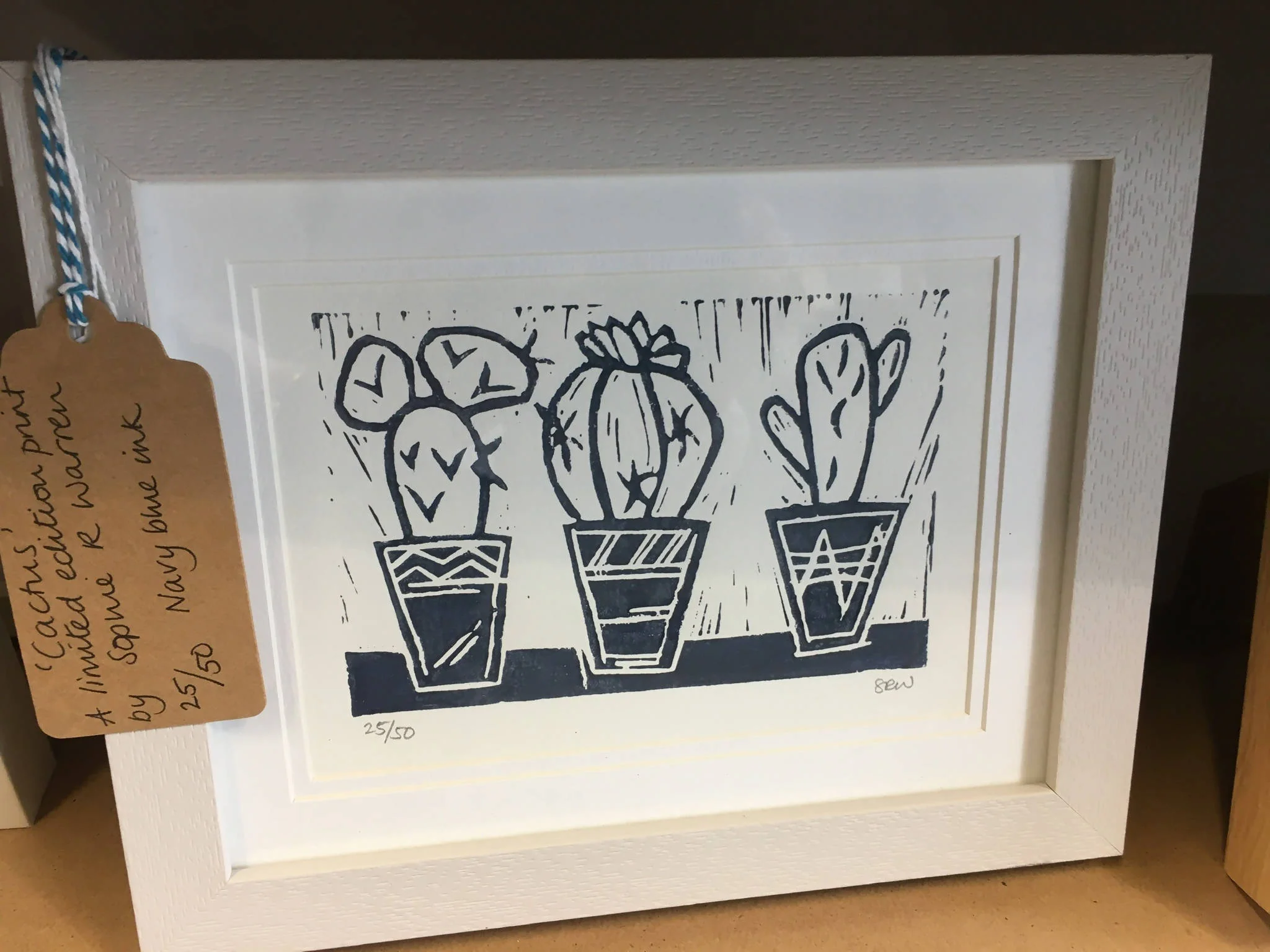 Three Cacti Framed Lino Cut Print - Image 8