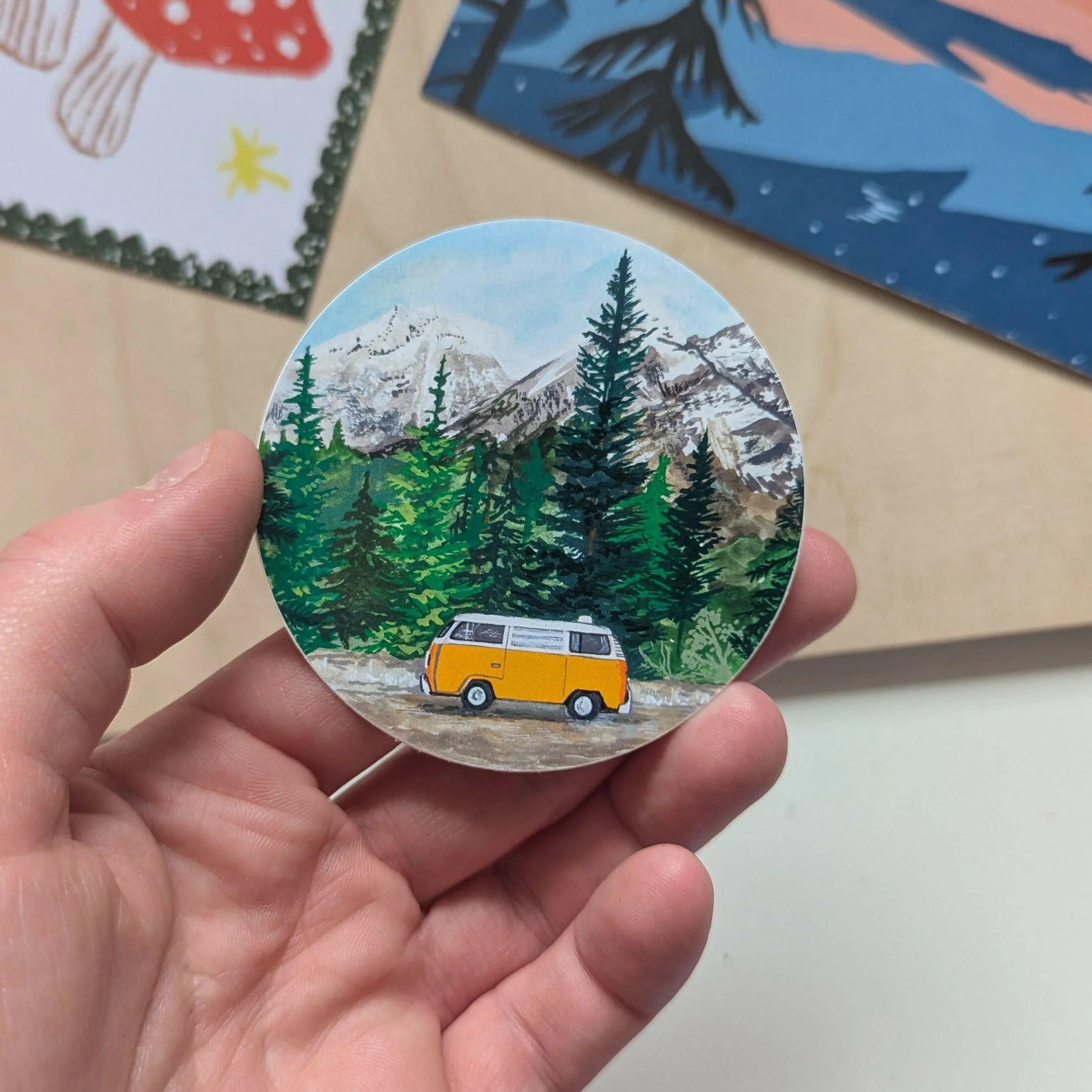 Camper Van Illustrated Vinyl Sticker