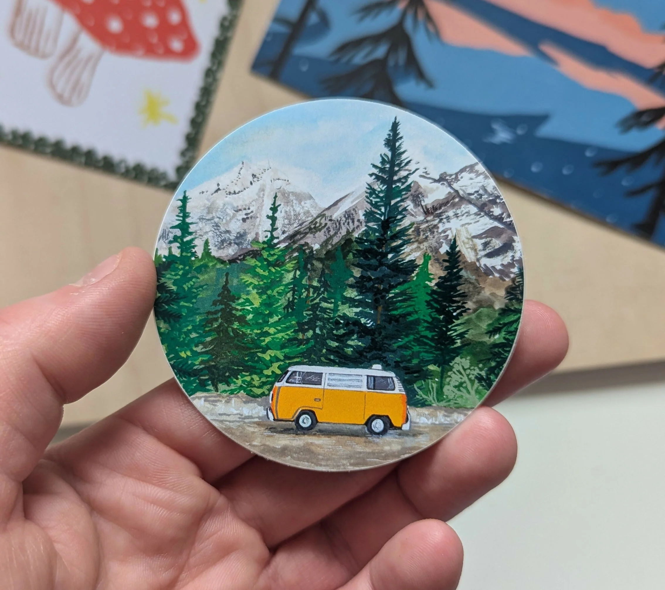 Camper Van Illustrated Vinyl Sticker - Image 2