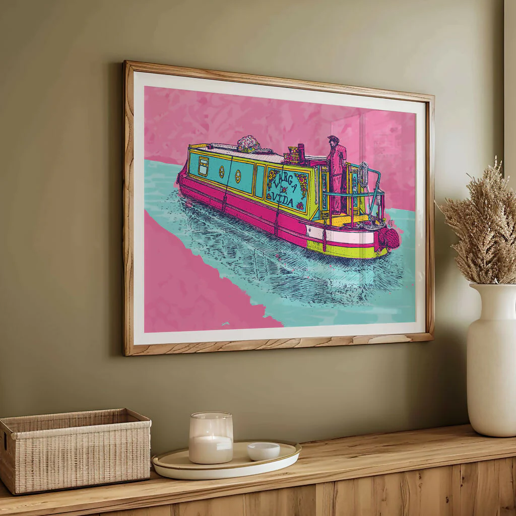 Canal Boat Art Print – British Waterway Illustration - Image 2