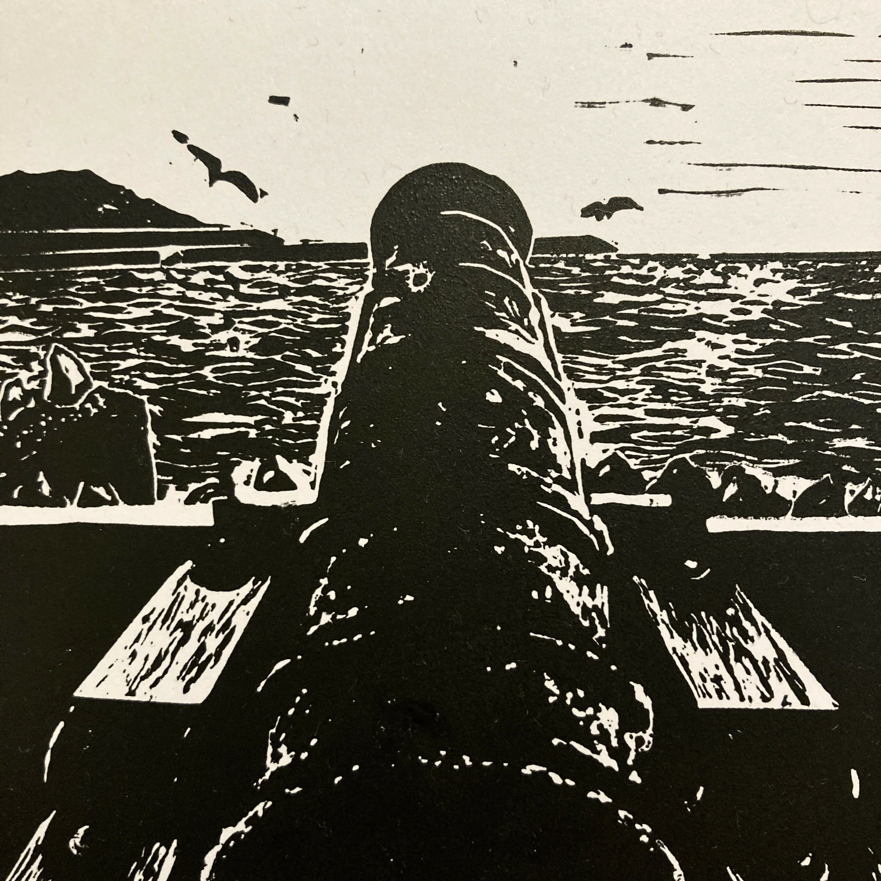 Cannon - 5x7 Hand Carved Lino Print On Card - Image 3