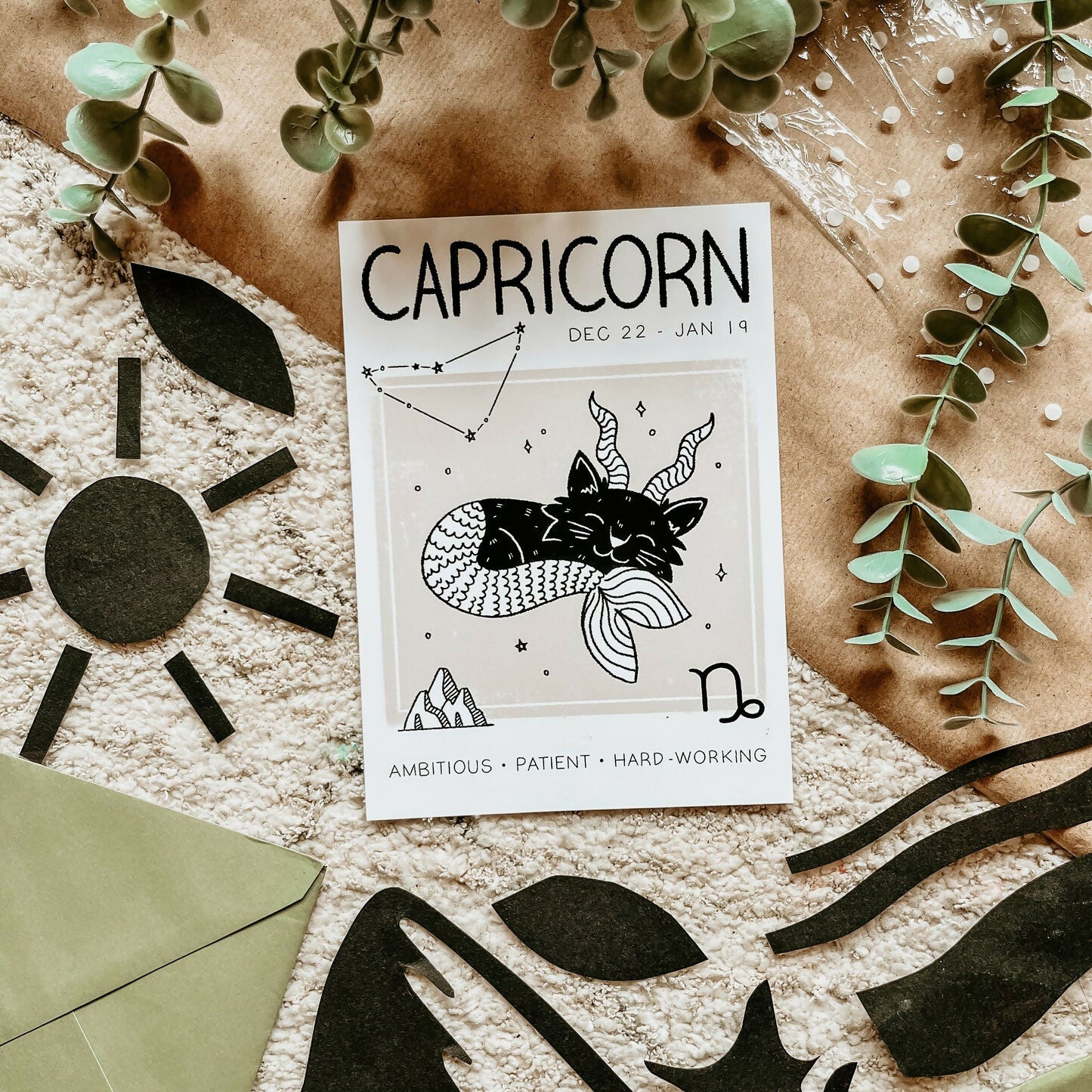 Capricorn Star Sign Cat Print - Image 2