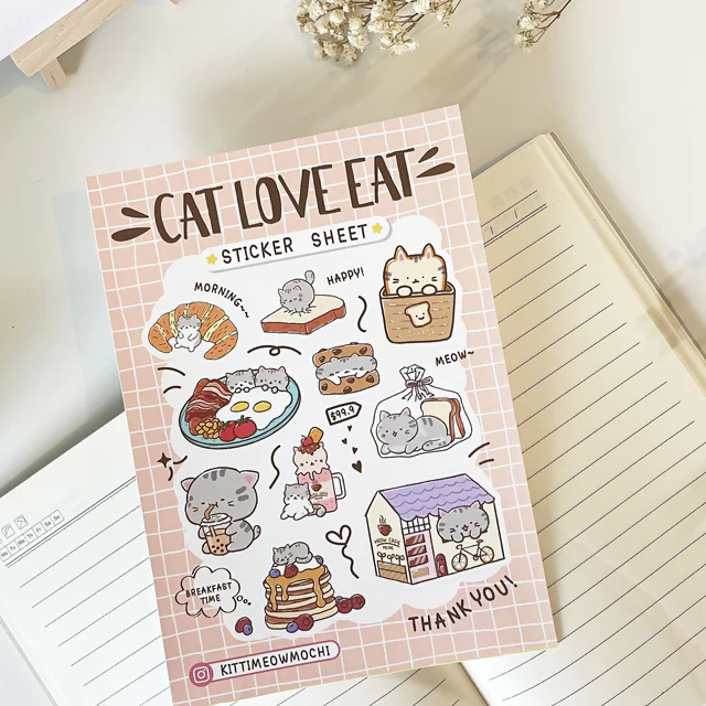 Cat Love Eat Sticker Sheet
