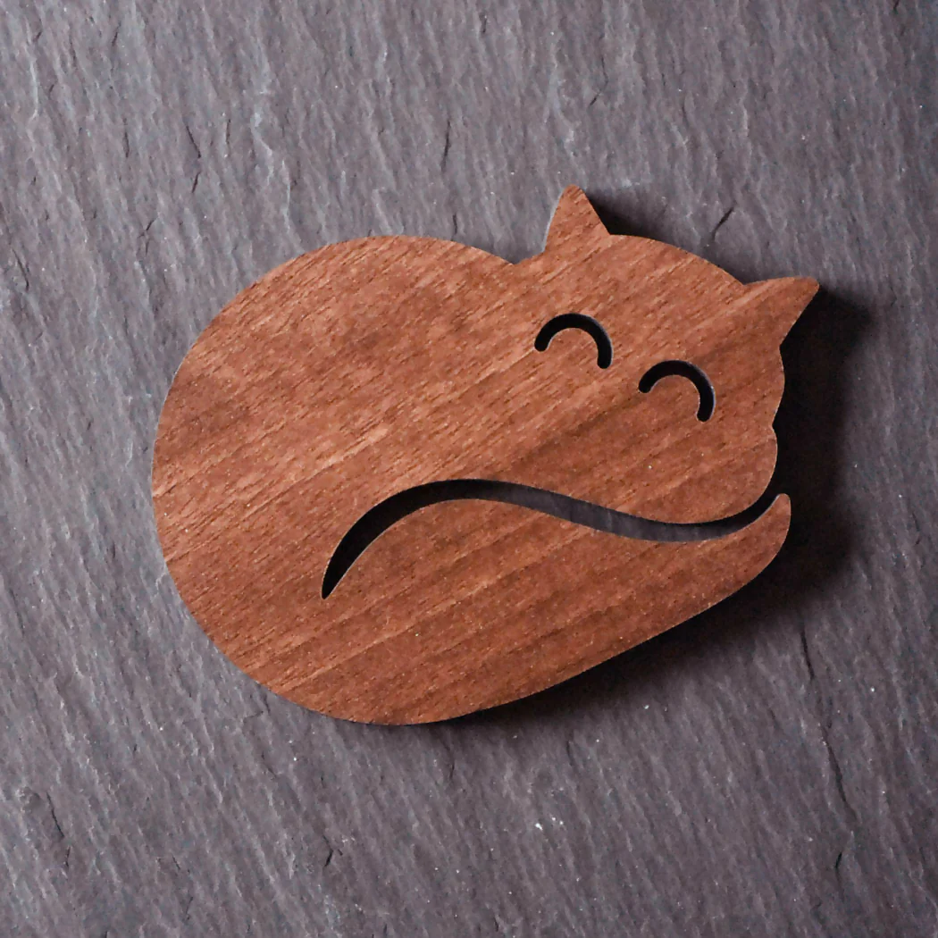 Cat Shaped Laser Cut Wooden Coaster - Image 2