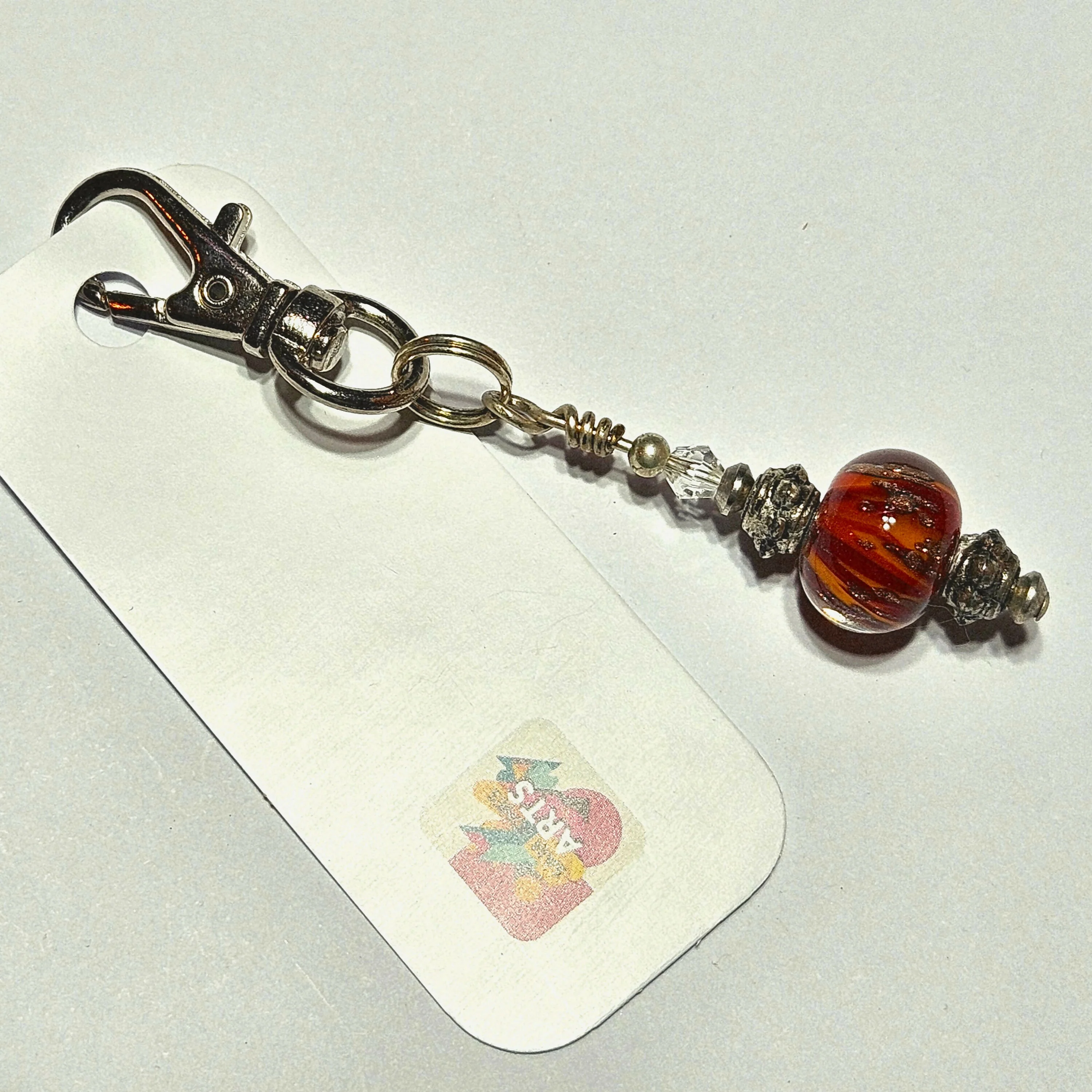 CHARMING GLASS BEADED BAG CHARM/KEYRING. - Image 2