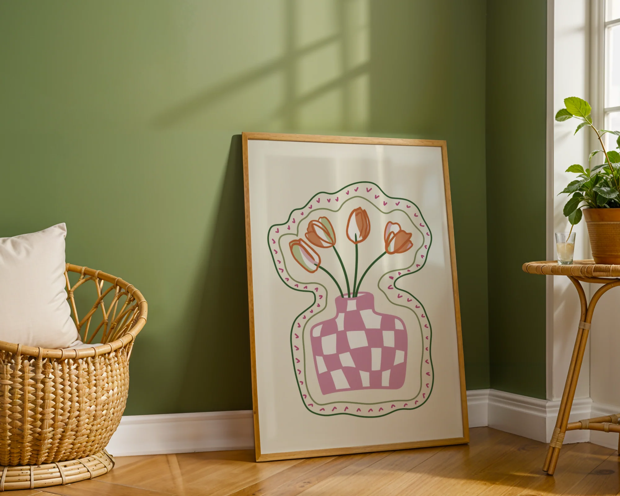 Checkered Tulip Vase Print - Image 3