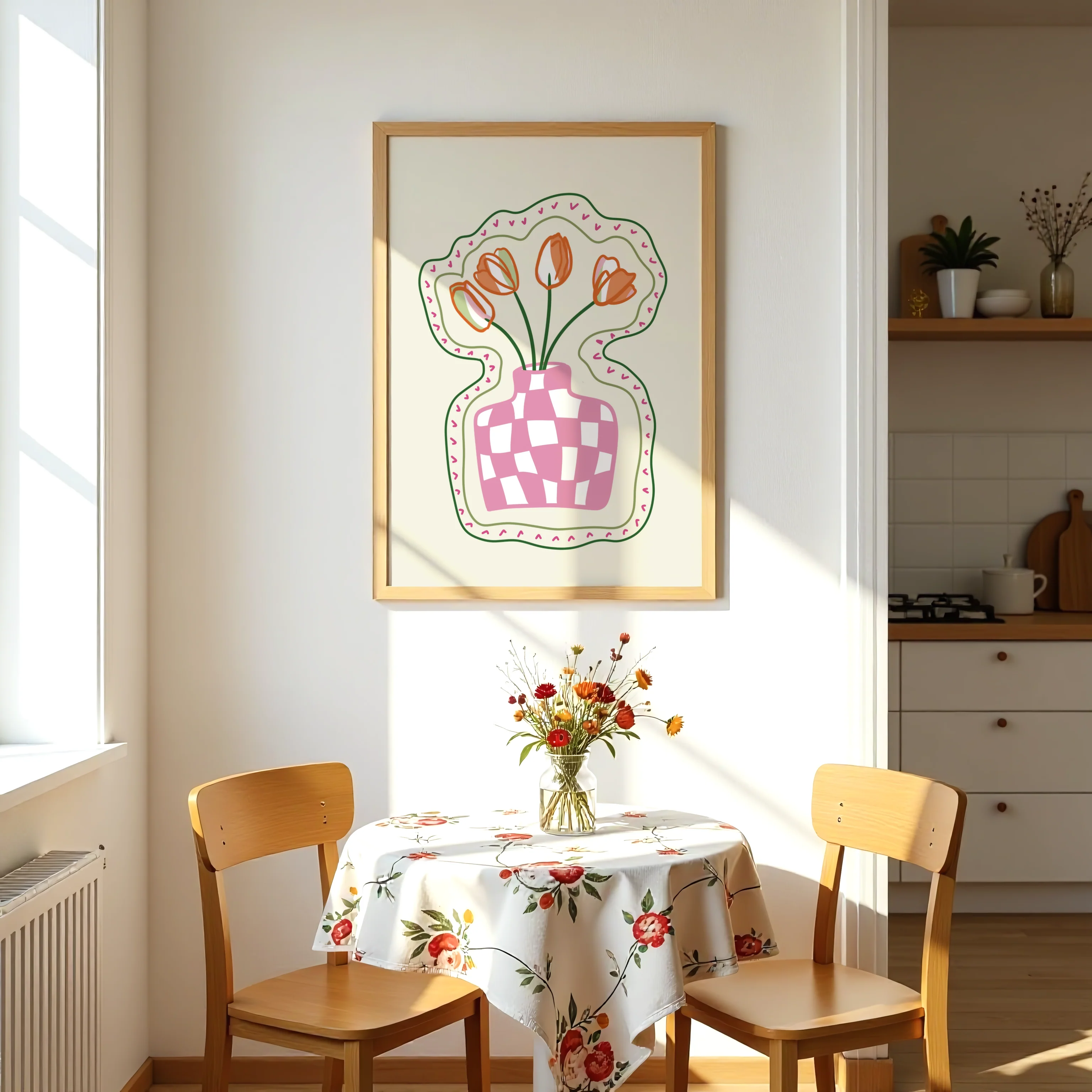 Checkered Tulip Vase Print - Image 4