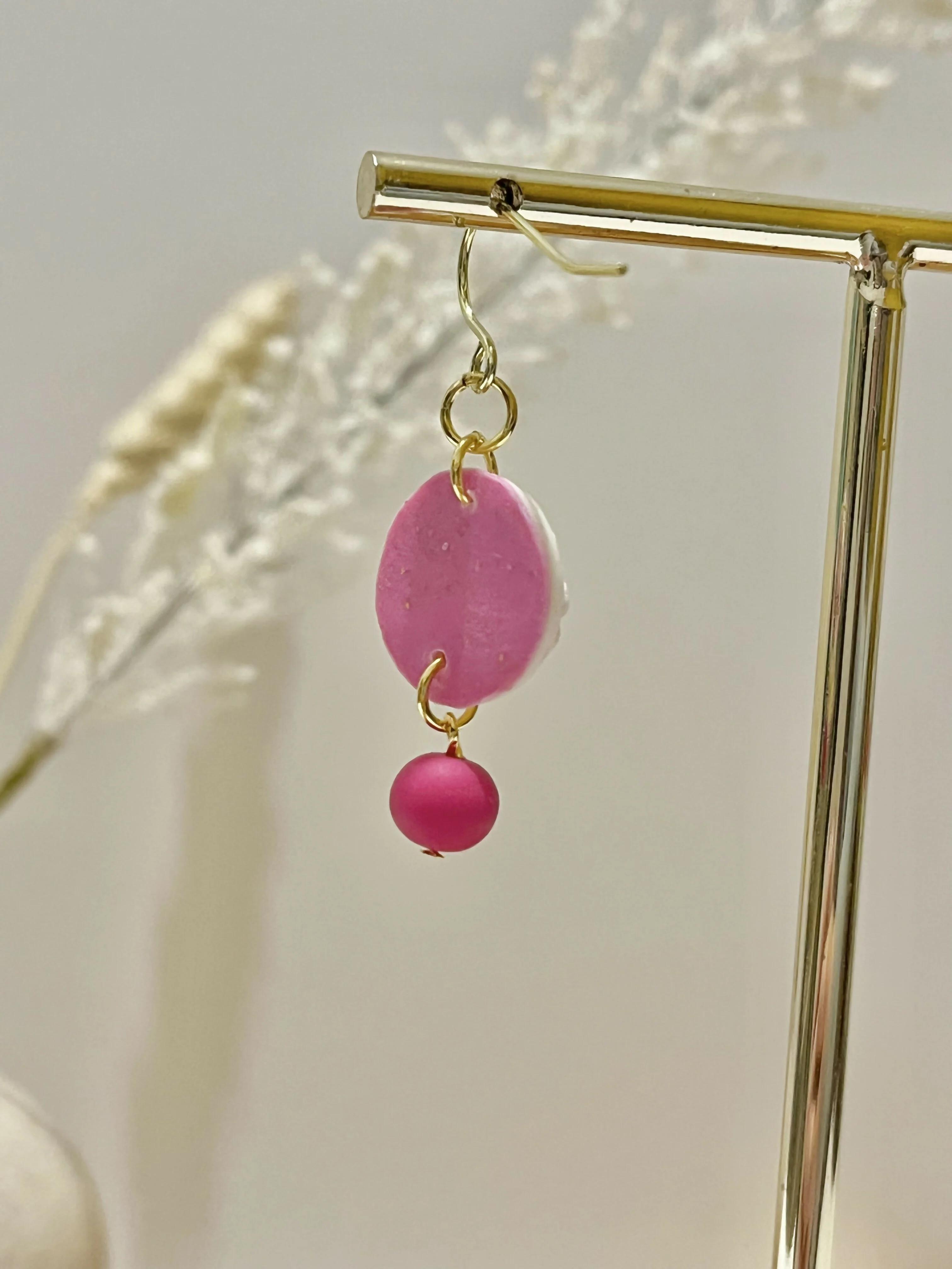 Cherry Blossom No. 1 - Handmade Polymer Clay Earrings - Image 3