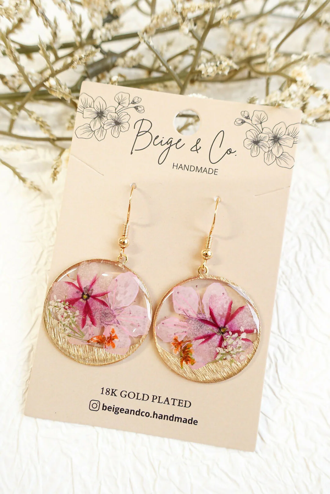 Cherry Blossom Pressed Flower Earrings - Image 2