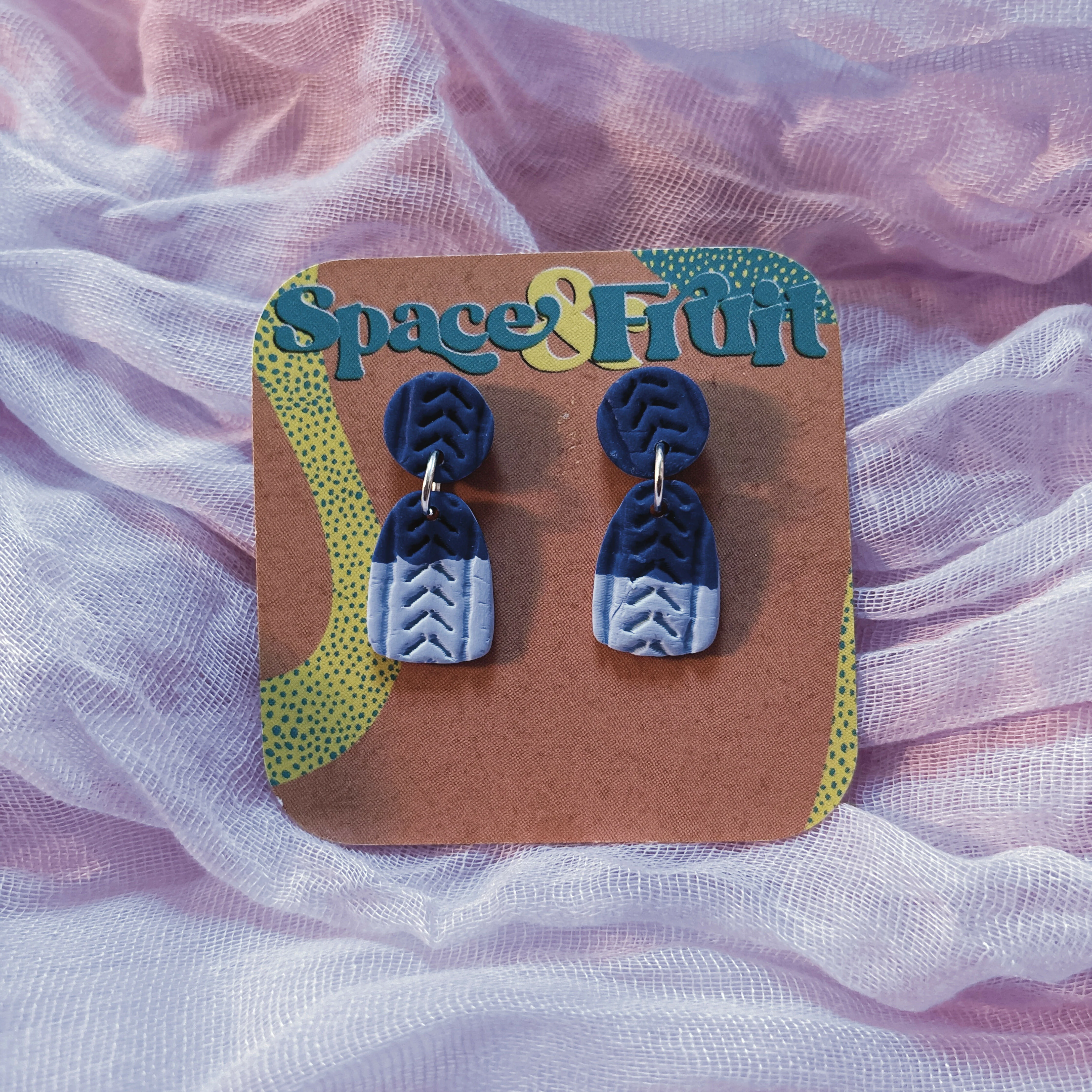 Chevron Textured Polymer Clay Earrings - Image 2