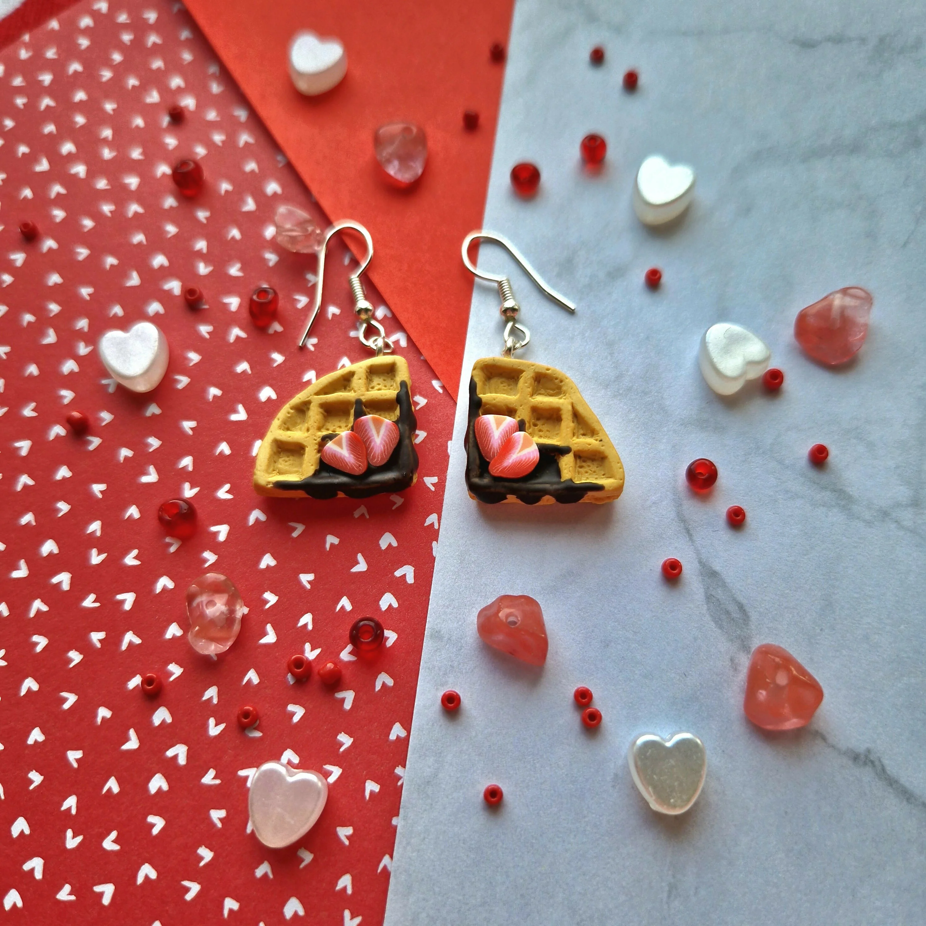 Chocolate and Strawberry Waffle Earrings