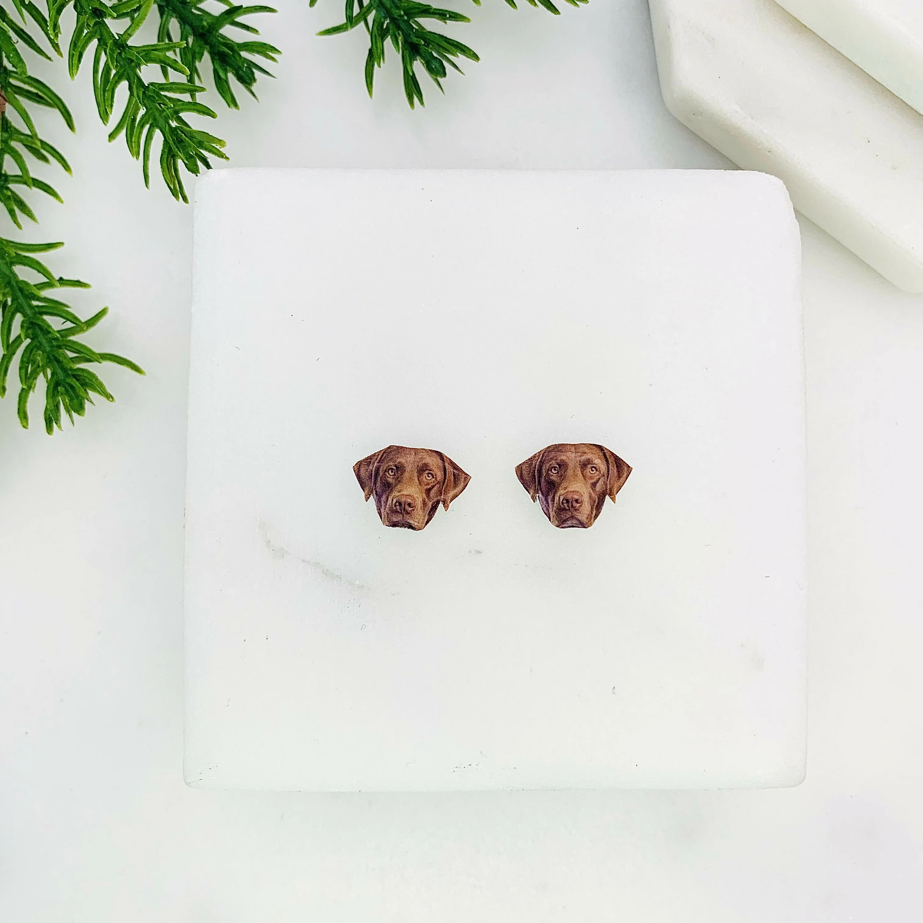 Chocolate Labrador Stud Earrings - Image 2