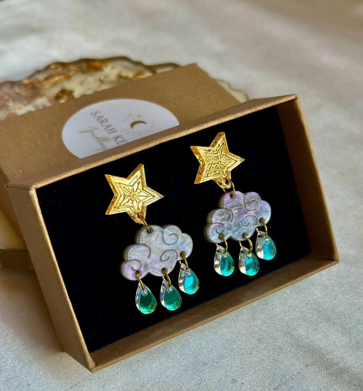 Christmas Cloud and Raindrops Earrings - Image 2
