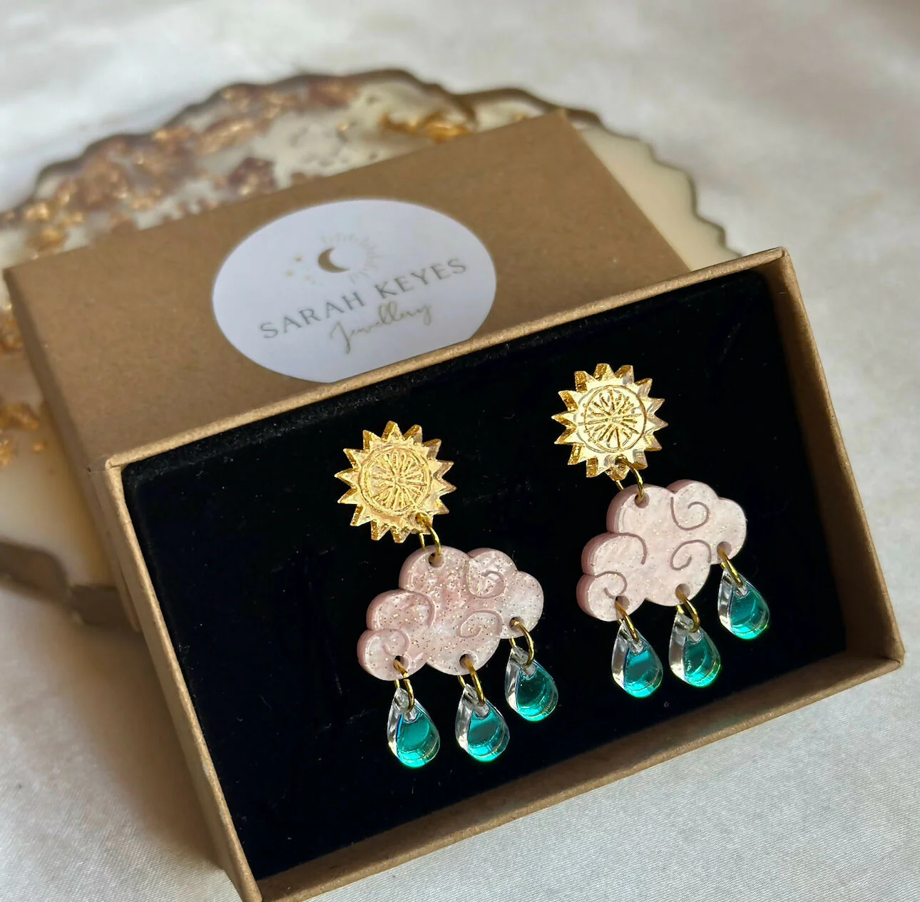 Christmas Cloud and Raindrops Earrings - Image 3