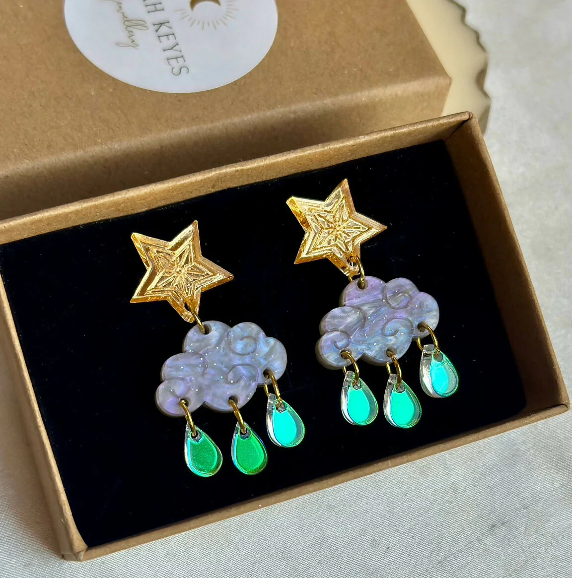 Christmas Cloud and Raindrops Earrings - Image 4