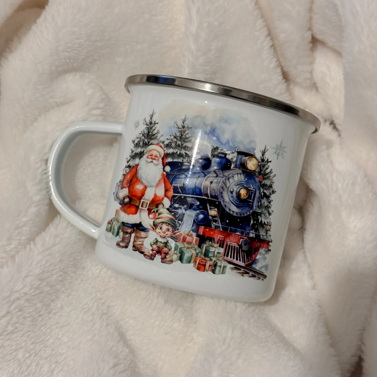 Christmas Train 12oz Enamel Mug for Kids