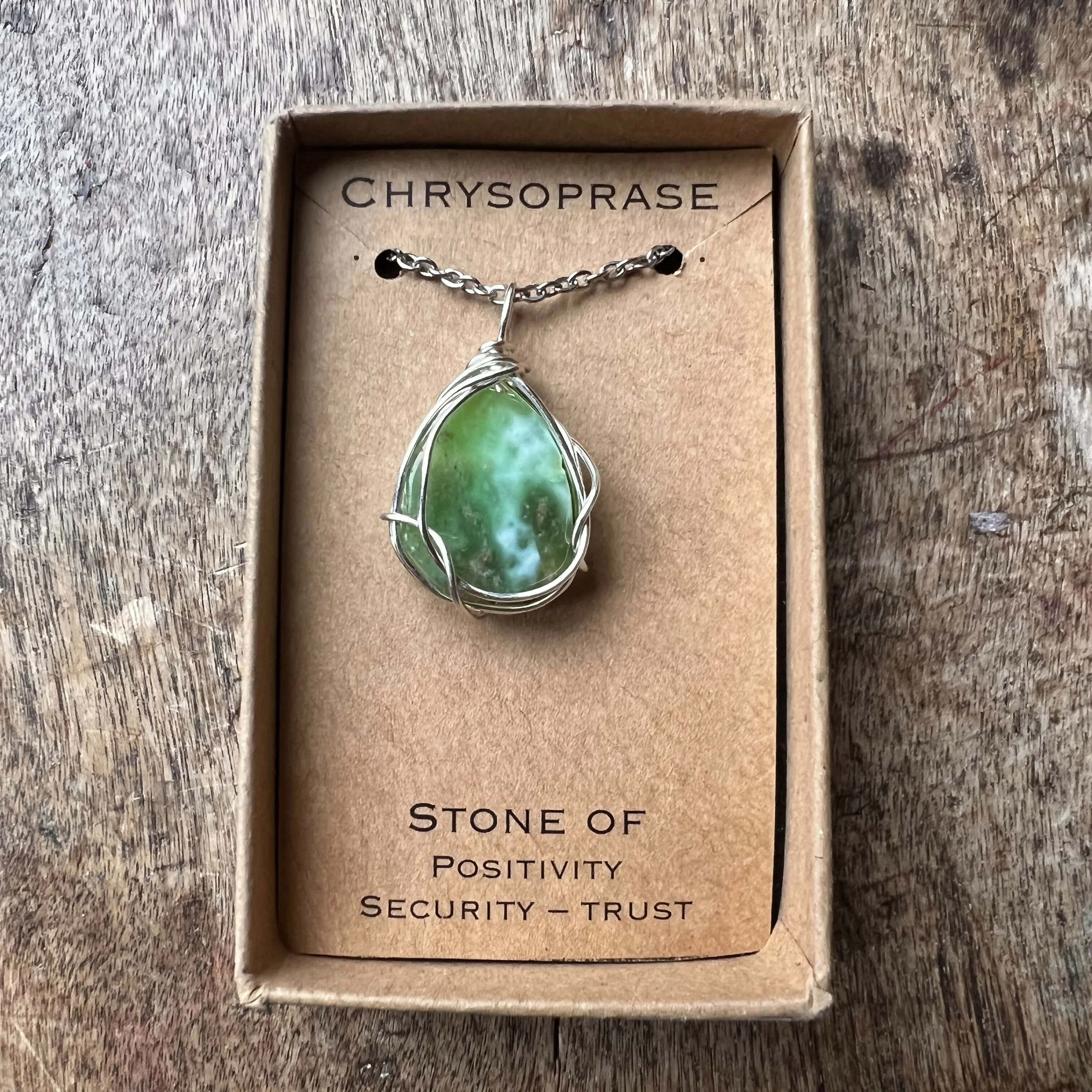 Chrysoprase Wire Wrapped Pendant