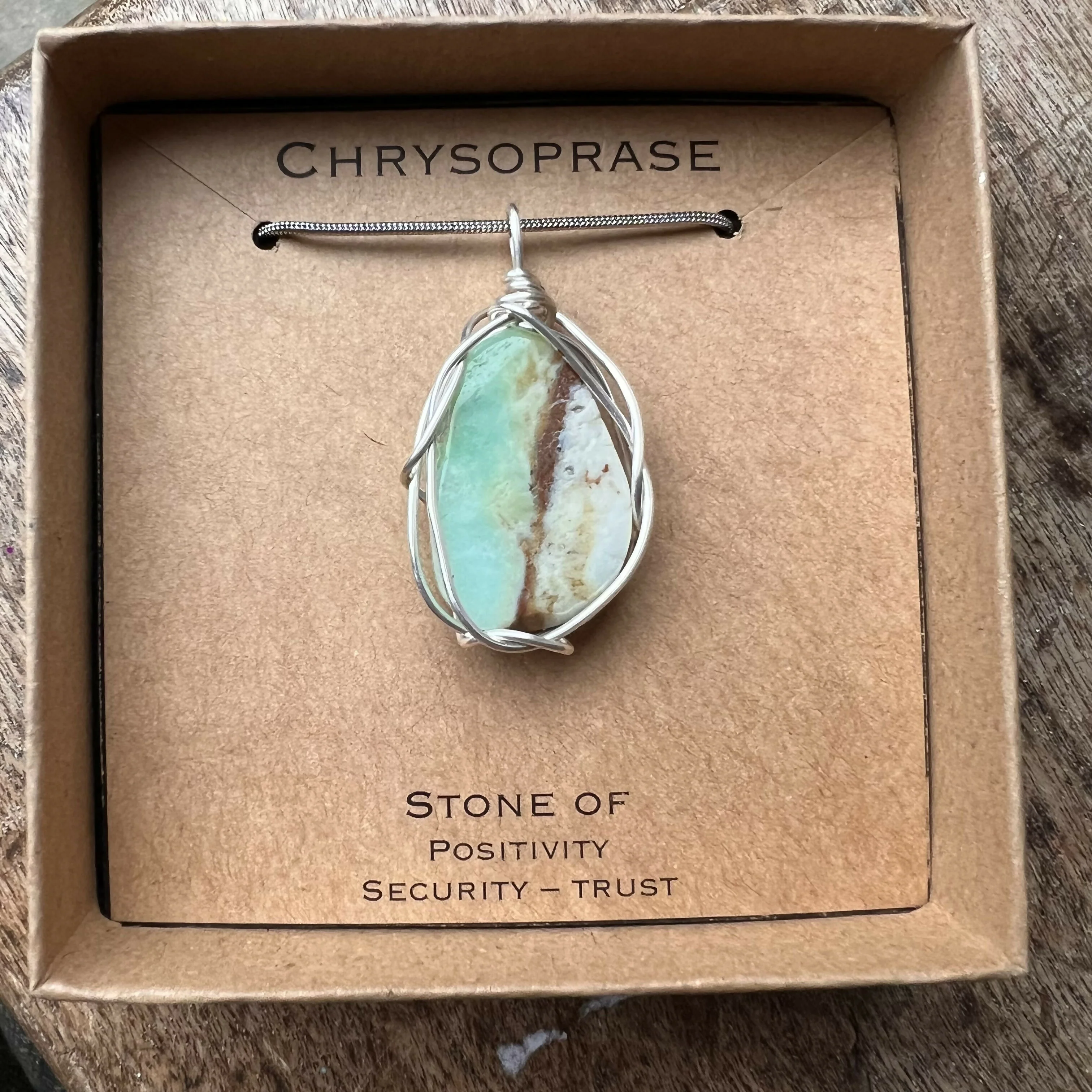Chrysoprase Wire Wrapped Pendant