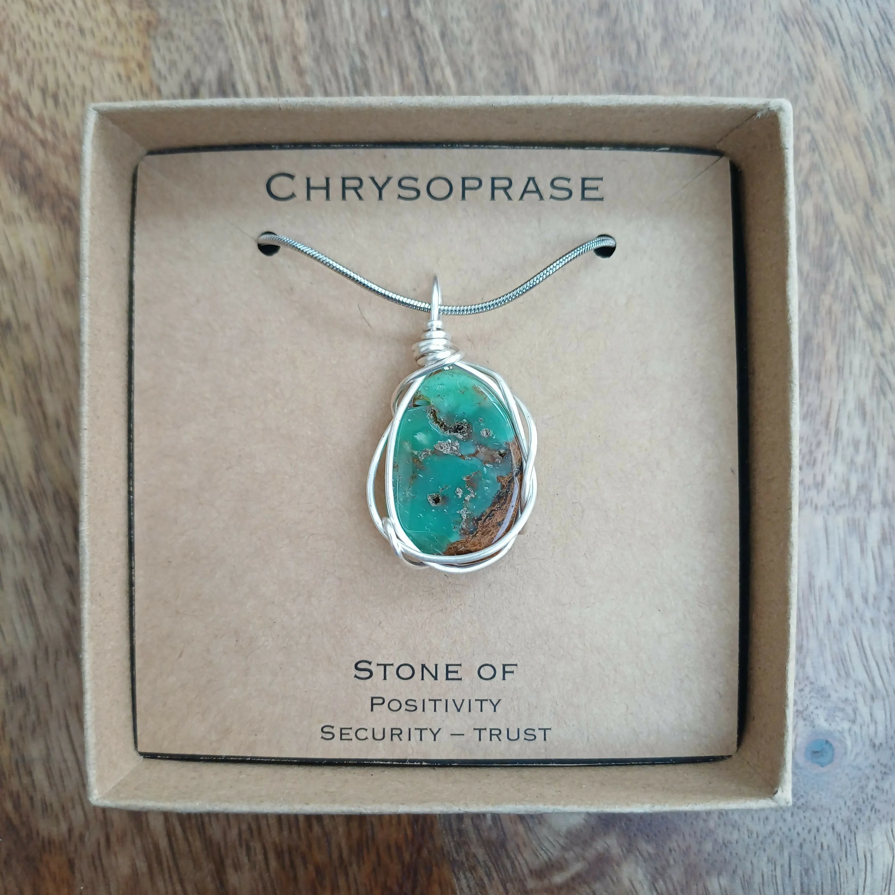 Chrysoprase Wire Wrapped Pendant