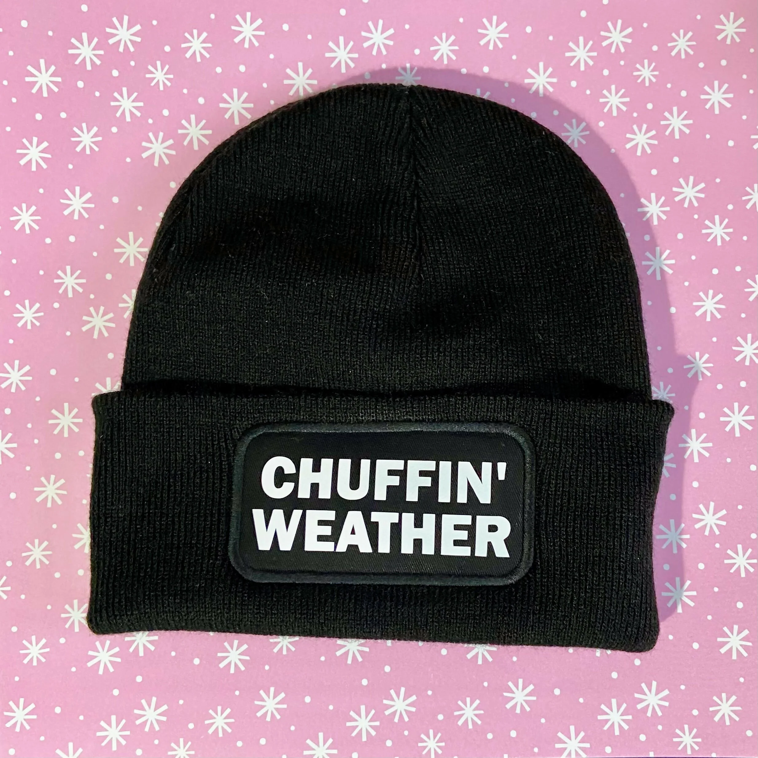 Chuffin Weather Cuffed Rectangular Patch Beanie Hat - Image 2